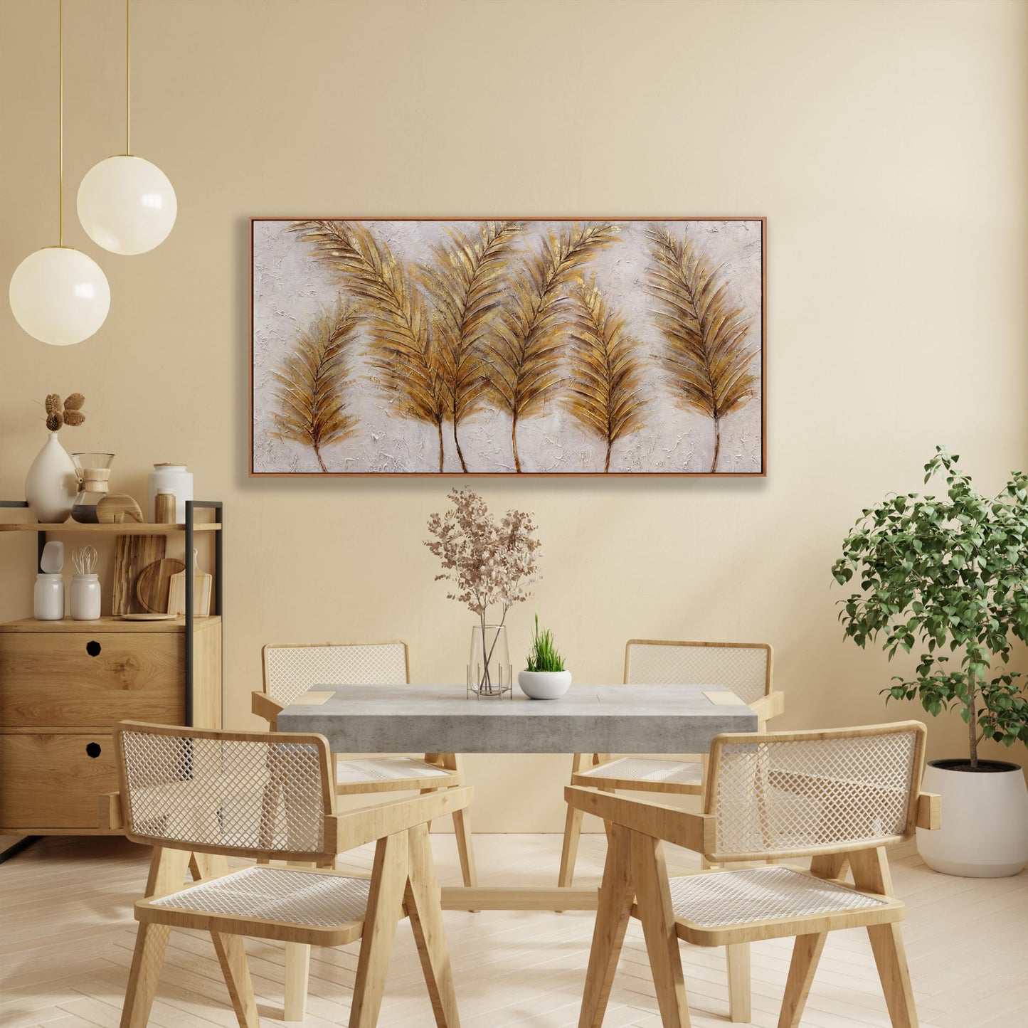 Gerahmte Wandkunst, abstrakte Wanddekoration mit Blattgold, Leinwanddrucke, Gemälde, abstrakte Kunstwerke für Wohnzimmer, Büro, Schlafzimmer, Heimdekoration, 61 x 121 cm