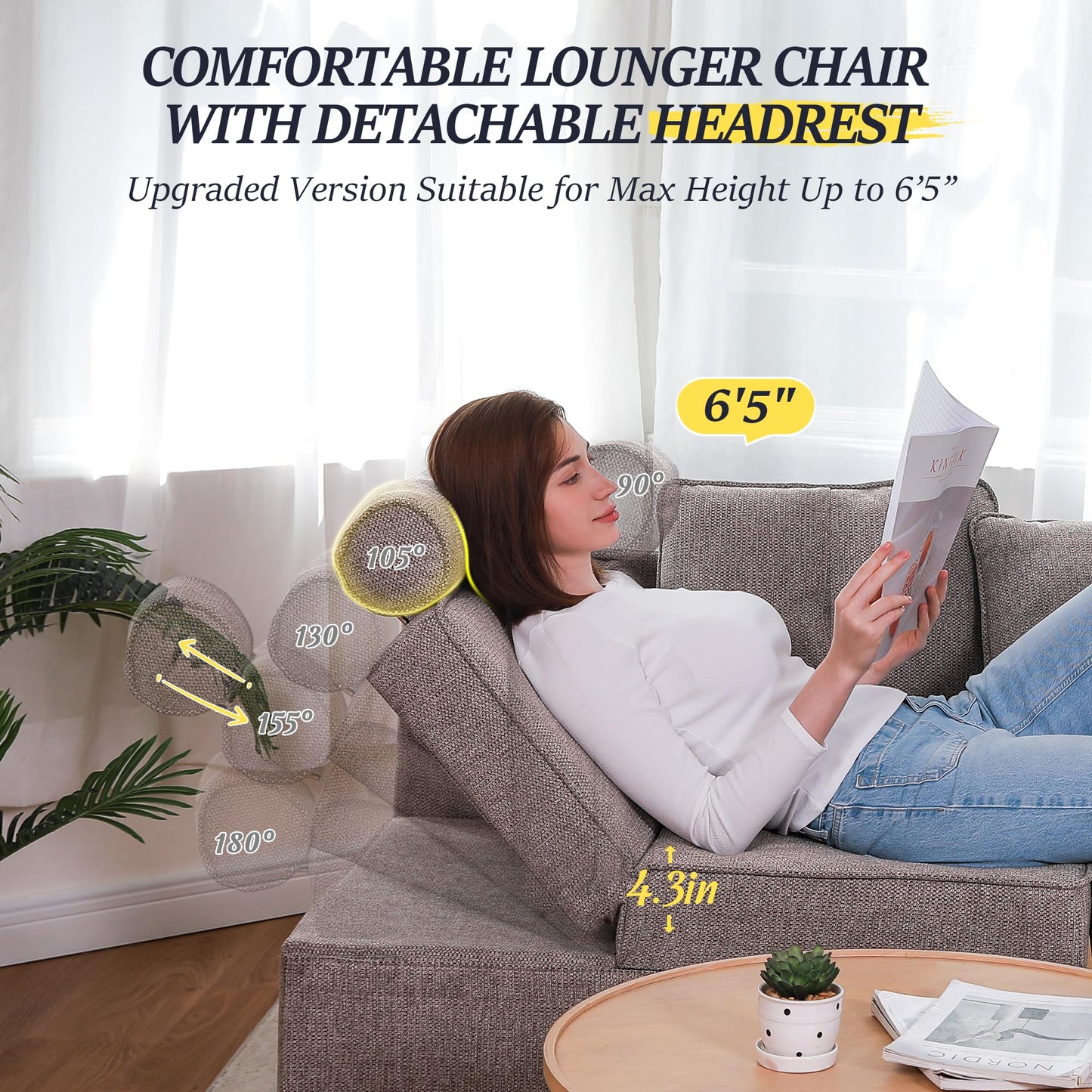 Schlafsofa, 4-in-1-Couch, umwandelbares Sofa, Zweisitzer-Couch aus Leinenstoff mit 2 Dekokissen, Einzel-Relaxsessel für kleine Räume mit 5-fach verstellbarer Rückenlehne