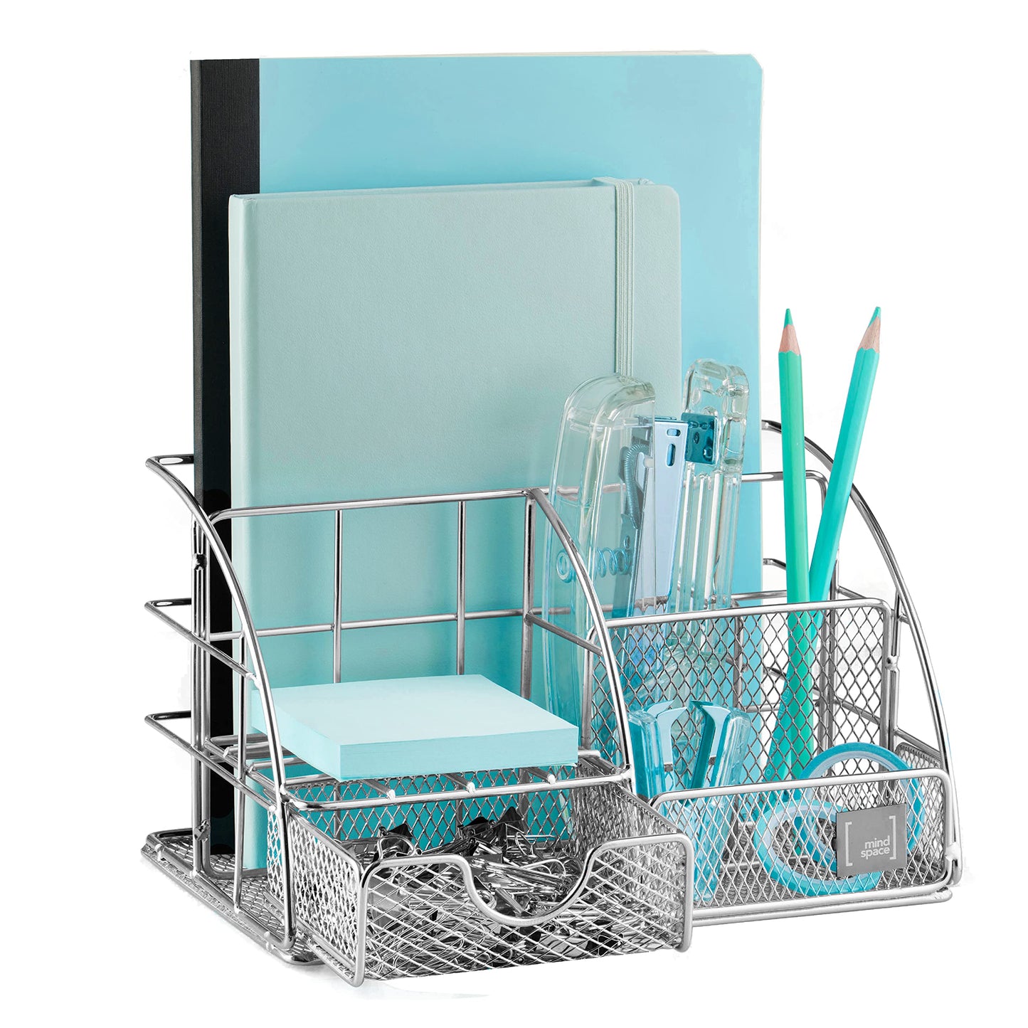 Schwarzer Schreibtisch-Organizer von Mindspace – Schreibtisch-Organizer für das Homeoffice mit Schublade + Büroklammern, Heftklammern – Organizer für Schulbedarf, Stifthalter für den Schreibtisch, kleiner Organizer | The Wire Collection