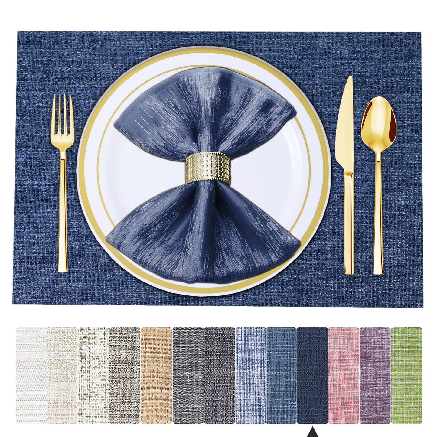 Tischsets 6er-Set, gewebtes Vinyl-Tischset für Esstisch, waschbar, abwischbar, Küchentischsets, strapazierfähige Tischsets für drinnen und draußen, 01 Beige, 6 Stück