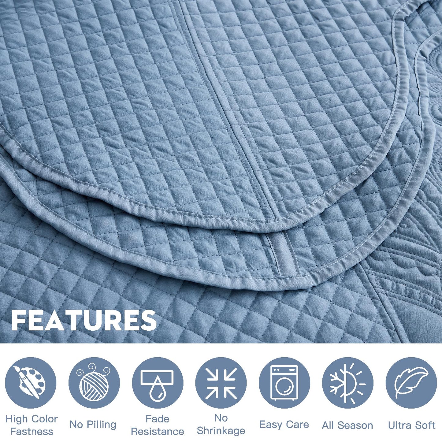 Oversized King Bedspread 128x120 Extra Wide, Paisley Pattern Design, Lightweight Bedding Cover, Reversible, 5 Piece, 100% Microfiber, King/Cal King, Pure White