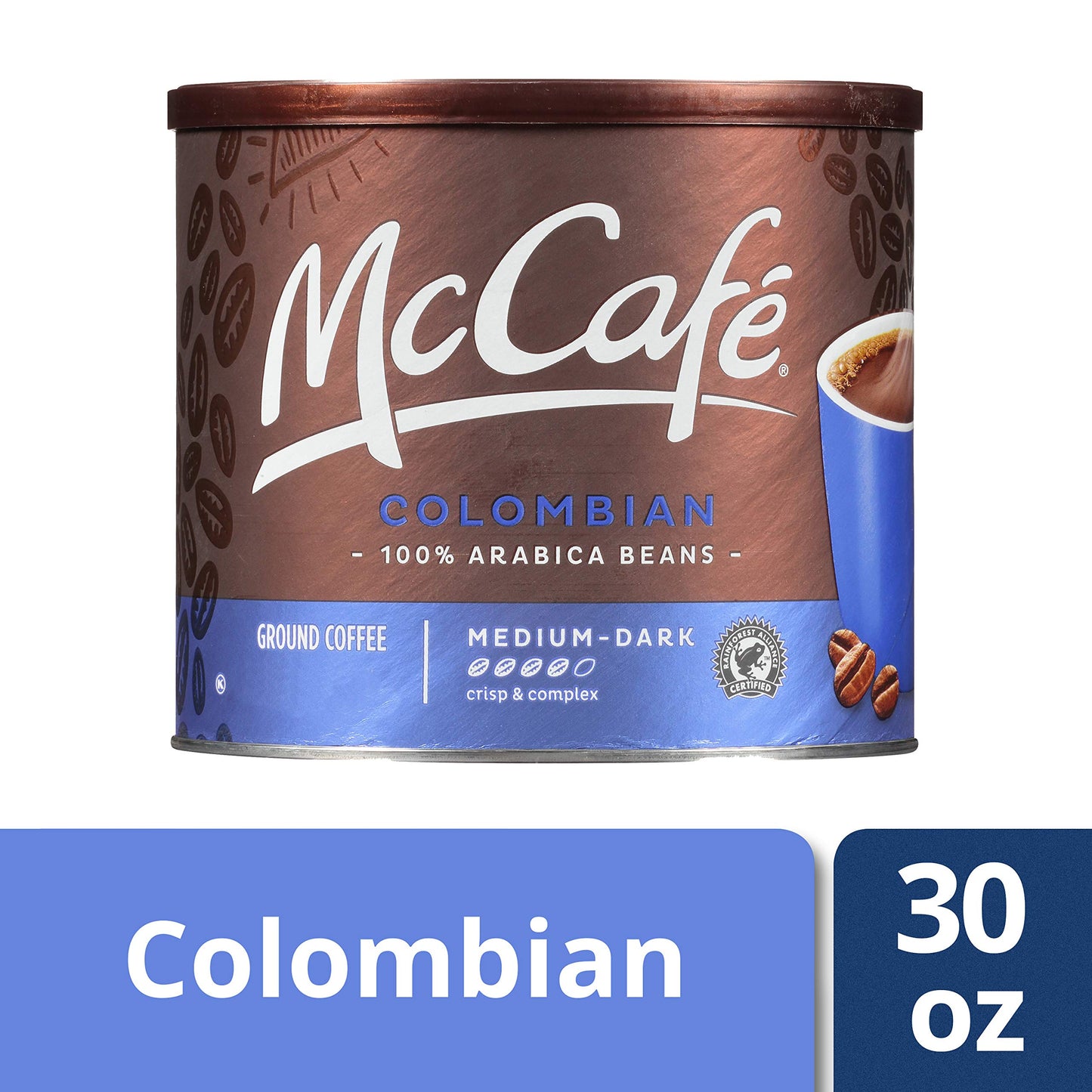 McCafe Colombian, Medium-Dark Roast Ground Coffee, 24 oz Canister
