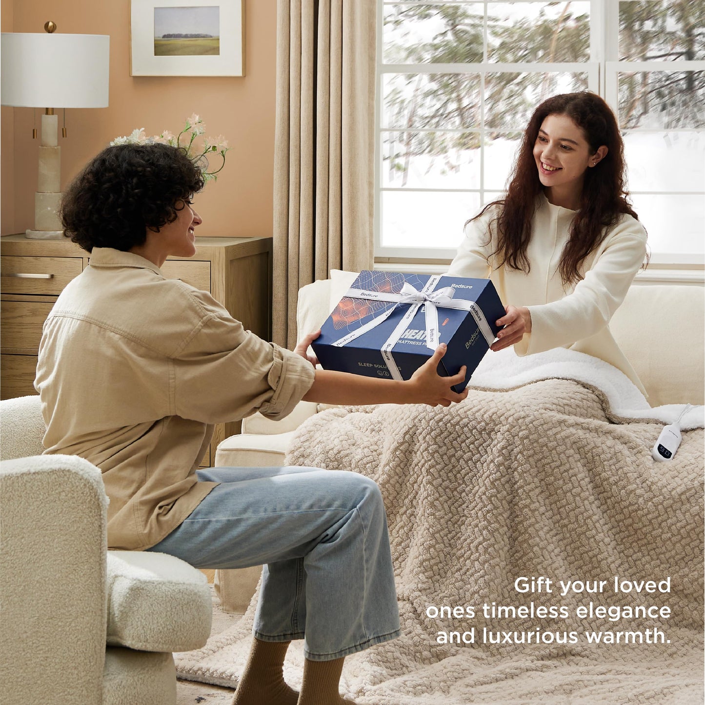 Electric Heated Blanket/Throw - Seamless Flannel Electric Blanket, Heating Blanket with 4 Time Settings & 6 Heat Settings, Warm Blanket Gift for Grandma (50x60 inches, Black)