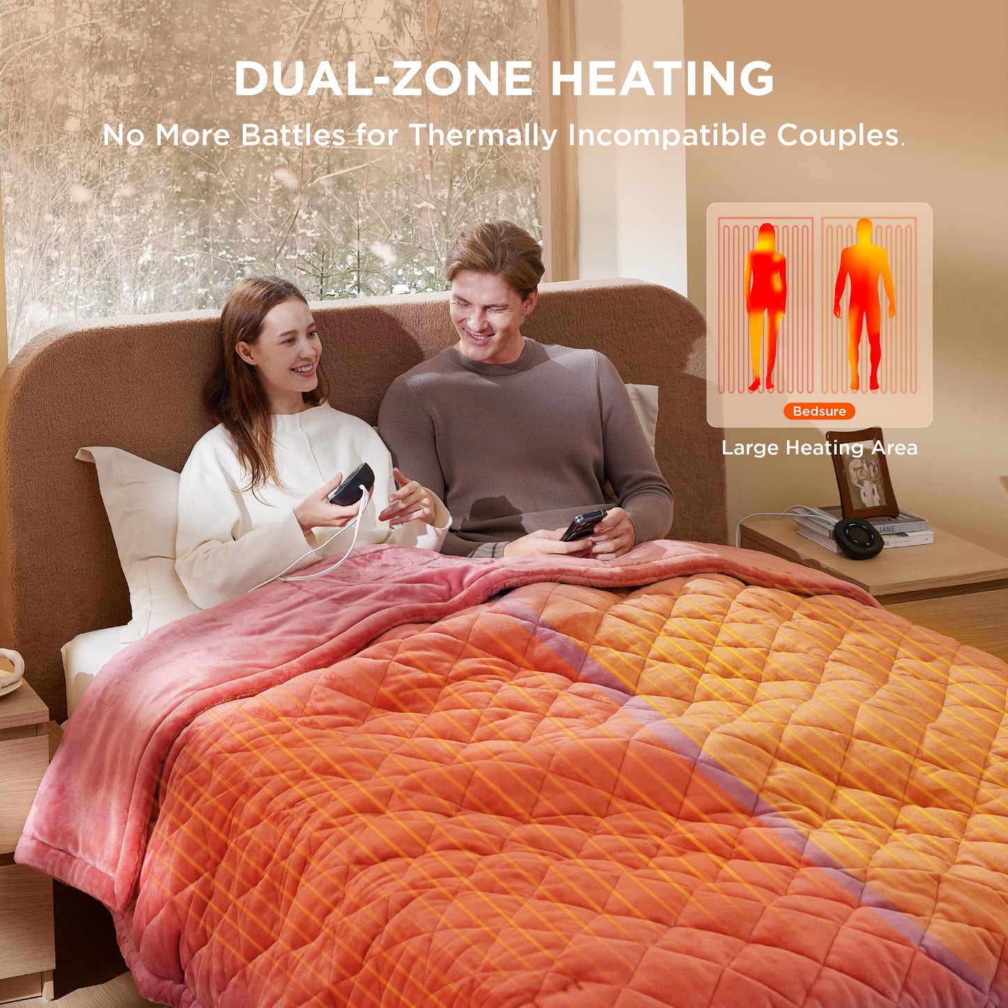 Electric Heated Blanket/Throw - Seamless Flannel Electric Blanket, Heating Blanket with 4 Time Settings & 6 Heat Settings, Warm Blanket Gift for Grandma (50x60 inches, Black)