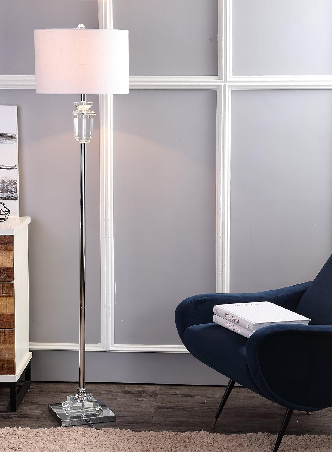 JONATHAN Y JYL1046A Aria 63" LED-Stehlampe aus Kristall/Metall, modern, glamourös, Übergangsstil, für Schlafzimmer, Wohnzimmer, Büro, Lesen, klar/Chrom