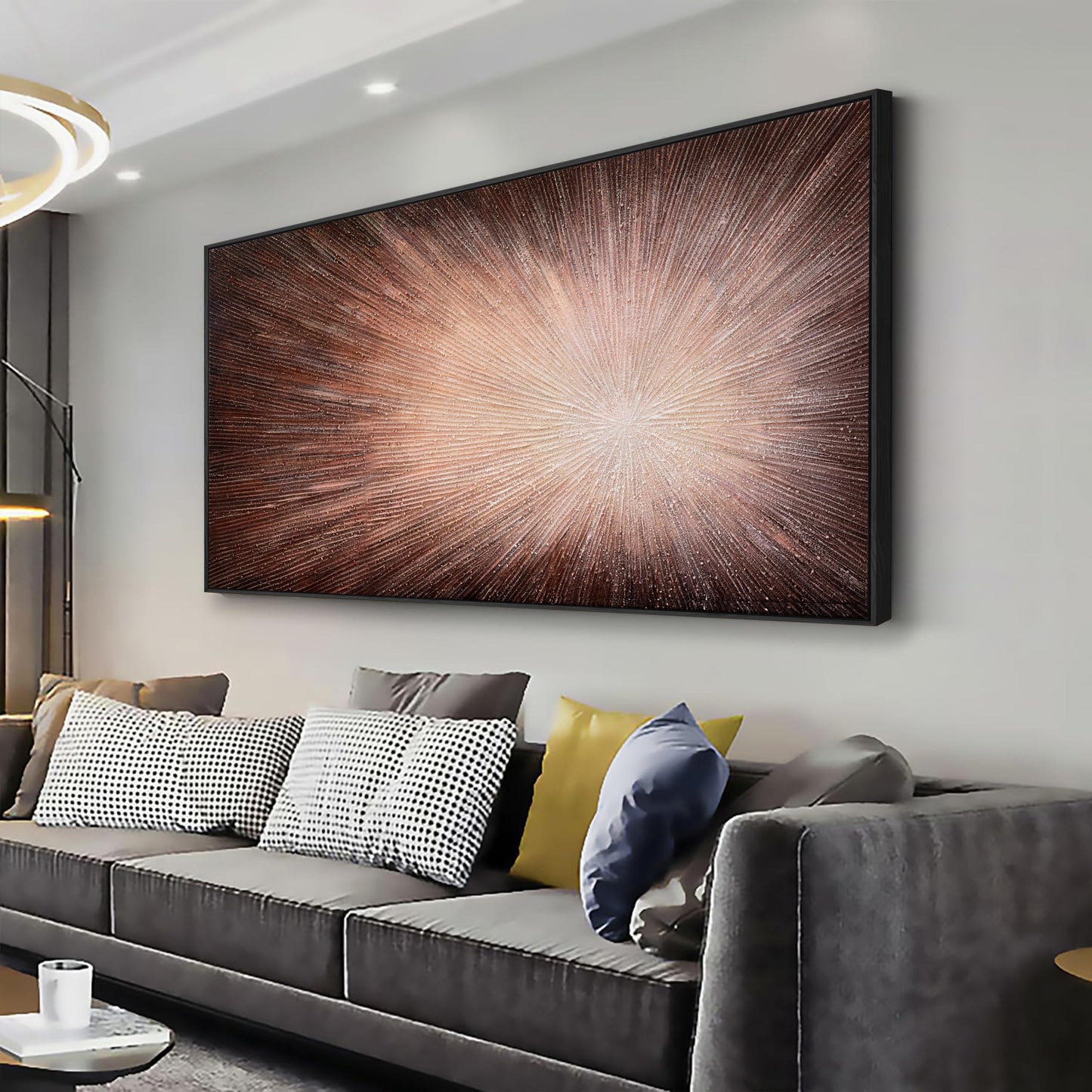 Gerahmte Wandkunst, abstrakte Wanddekoration mit Blattgold, Leinwanddrucke, Gemälde, abstrakte Kunstwerke für Wohnzimmer, Büro, Schlafzimmer, Heimdekoration, 61 x 121 cm