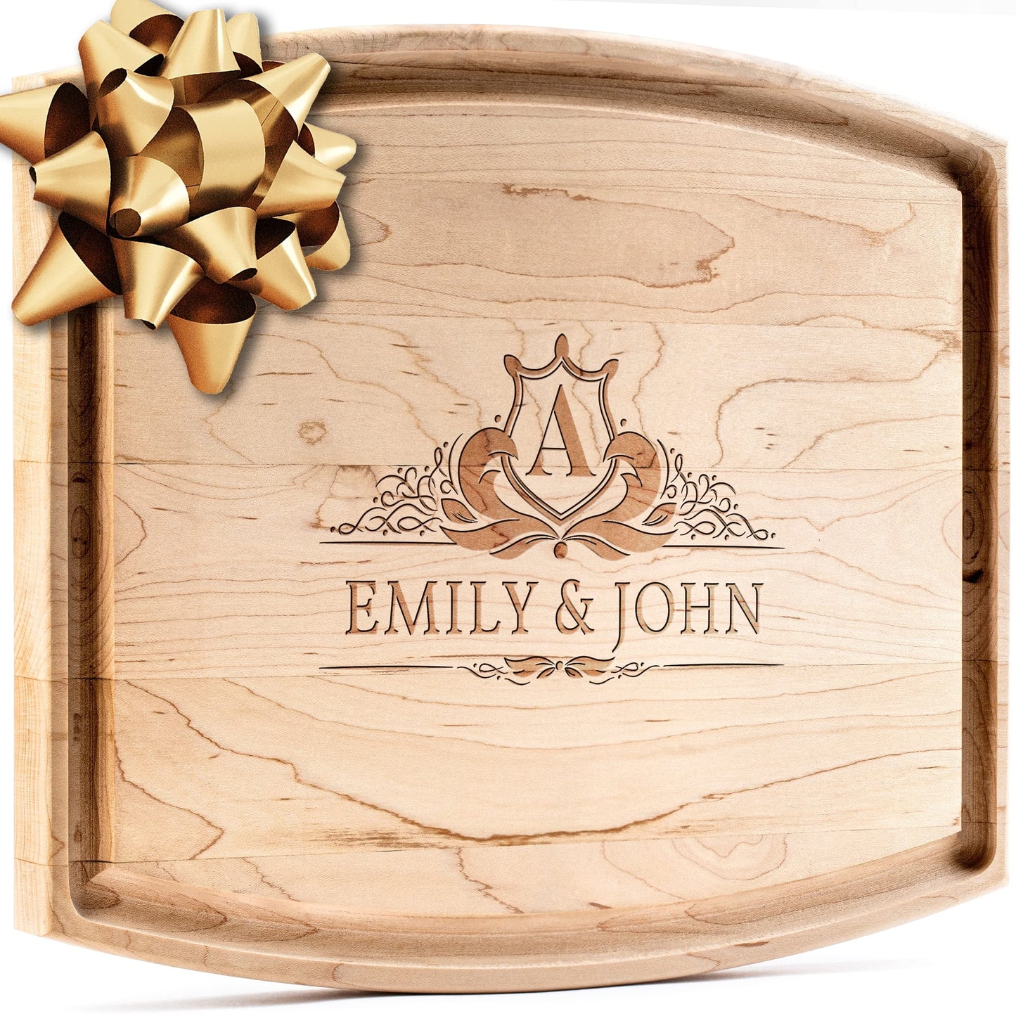 Personalisiertes Walnuss-Schneidebrett mit Untersetzern, Mineralöl und Geschenkverpackung erhältlich – Gestalten Sie Ihr eigenes Schneidebrett, hergestellt in den USA (Design 22, 3. Walnuss 17"x11")