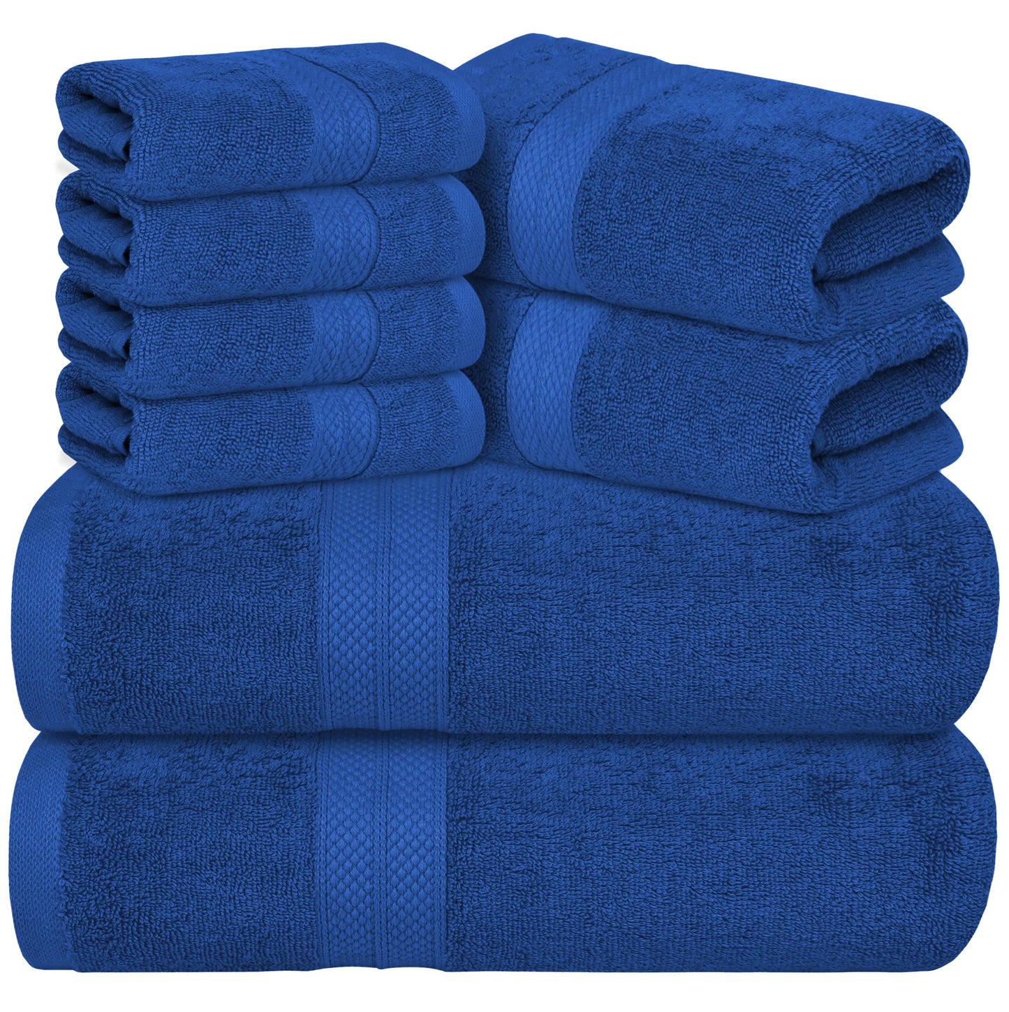 Avalon Towels Luxury 8 Piece Towels Set, 2 Bath Towels, 2 Hand Towels and 4 Washcloths, 600 GSM 100% Ring Spun Cotton Highly Absorbent Bathroom Towel Set, Ideal for Hotel, Spa and Gym (Pink)