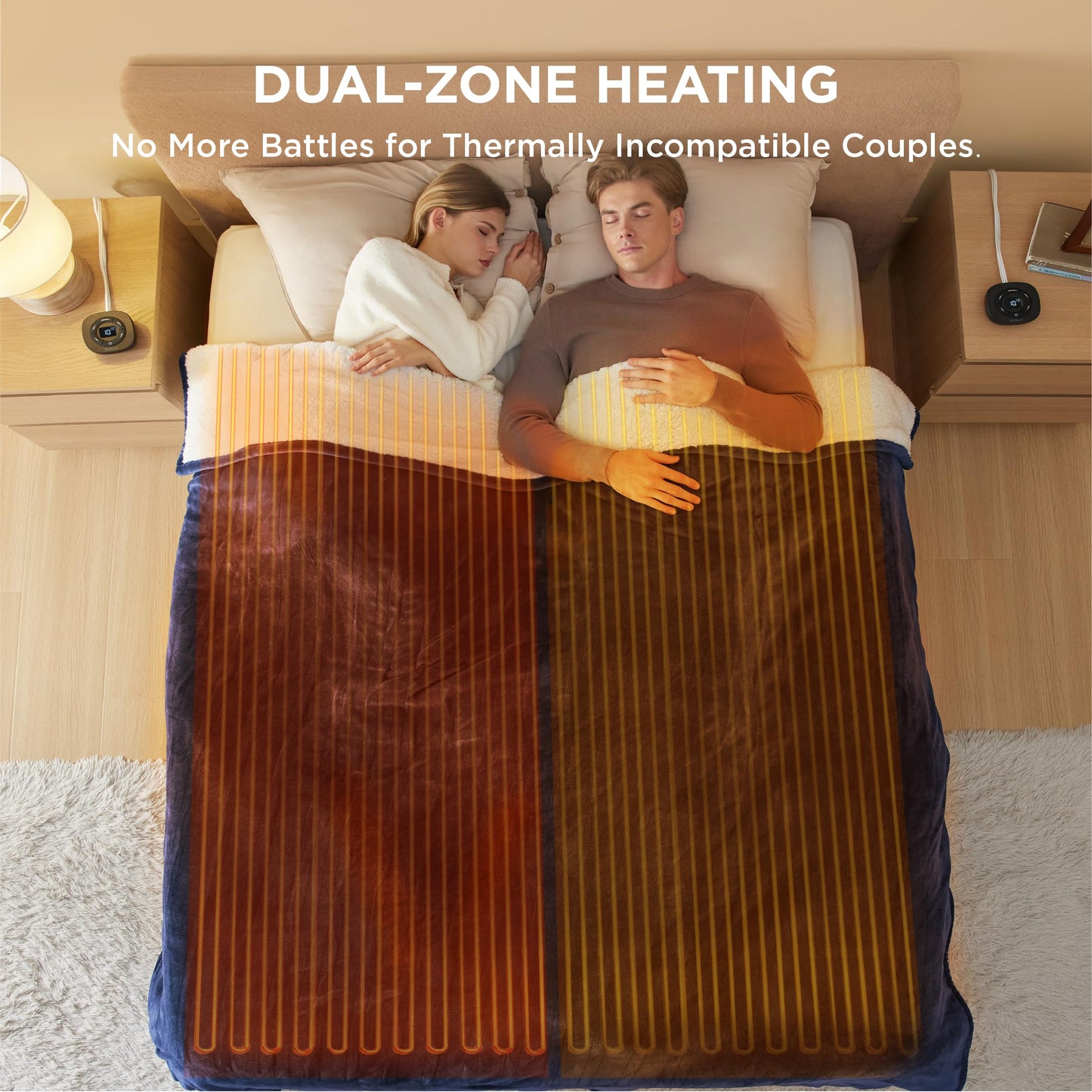 Electric Heated Blanket/Throw - Seamless Flannel Electric Blanket, Heating Blanket with 4 Time Settings & 6 Heat Settings, Warm Blanket Gift for Grandma (50x60 inches, Black)