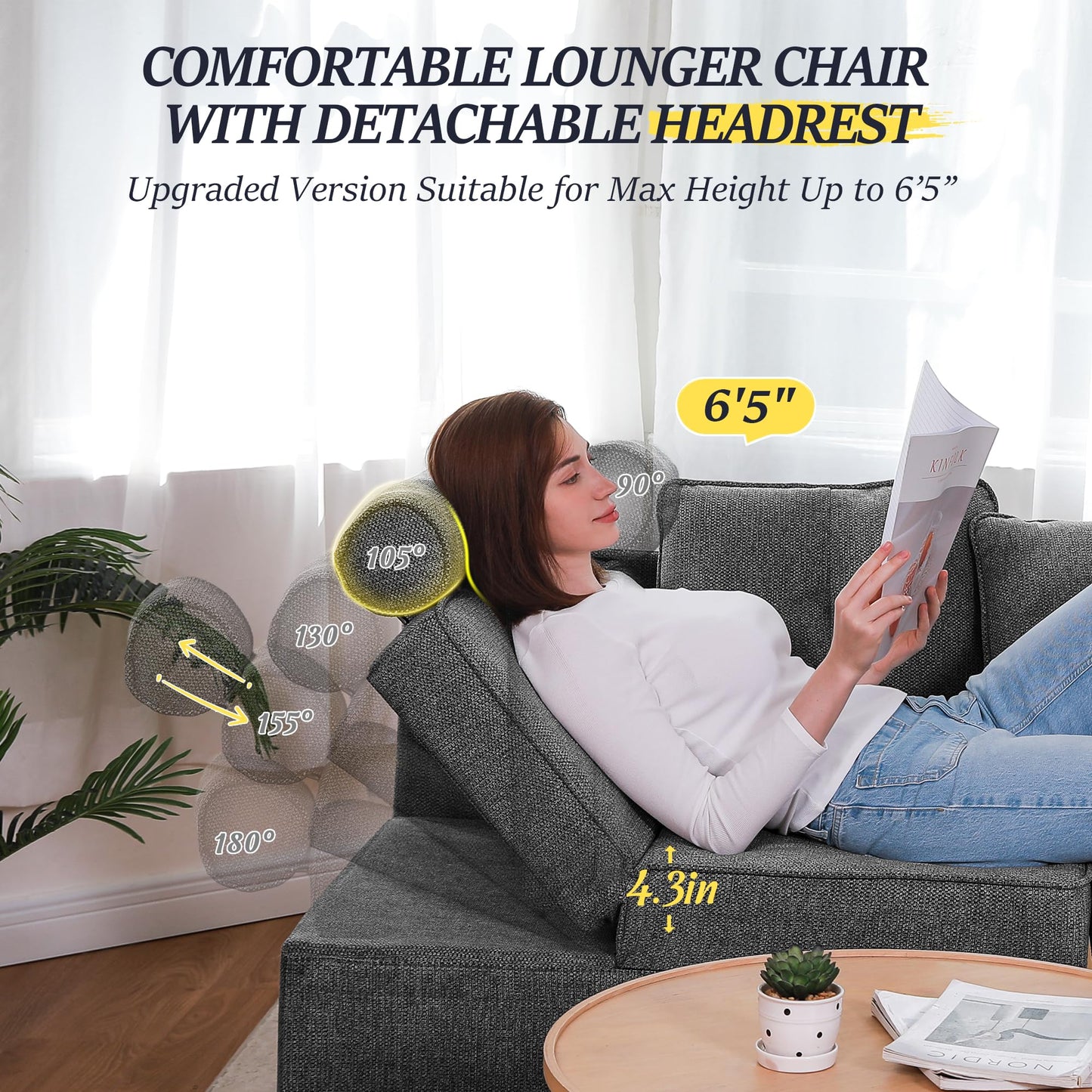 Schlafsofa, 4-in-1-Couch, umwandelbares Sofa, Zweisitzer-Couch aus Leinenstoff mit 2 Dekokissen, Einzel-Relaxsessel für kleine Räume mit 5-fach verstellbarer Rückenlehne