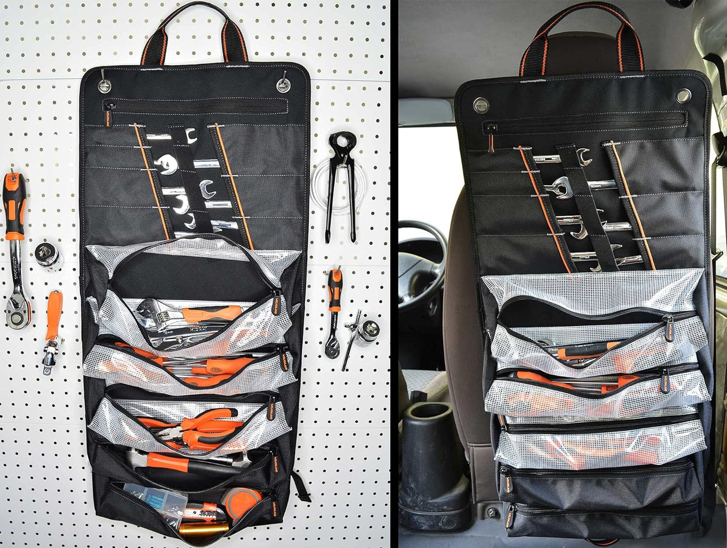 WELKINLAND Men's tool roll, Tool roll up bag, Roll up tool bag, Tool roll organizer, Mechanic Tool roll bags, Motorcycle tool roll bag, Wrench roll up pouch, Electricians wrench roll for car
