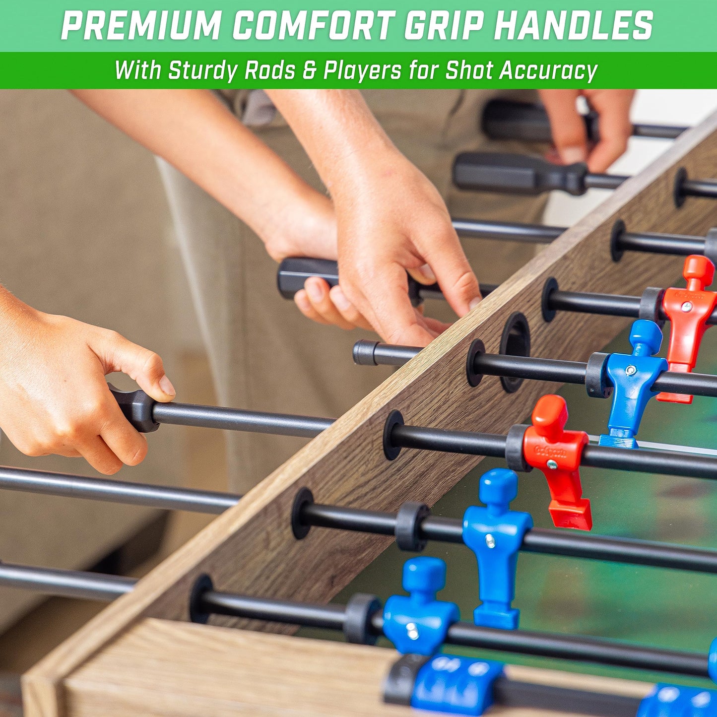 GoSports 48 Inch Game Room Size Foosball Table - Includes 4 Balls and 2 Cup Holders – Black, Oak, or White