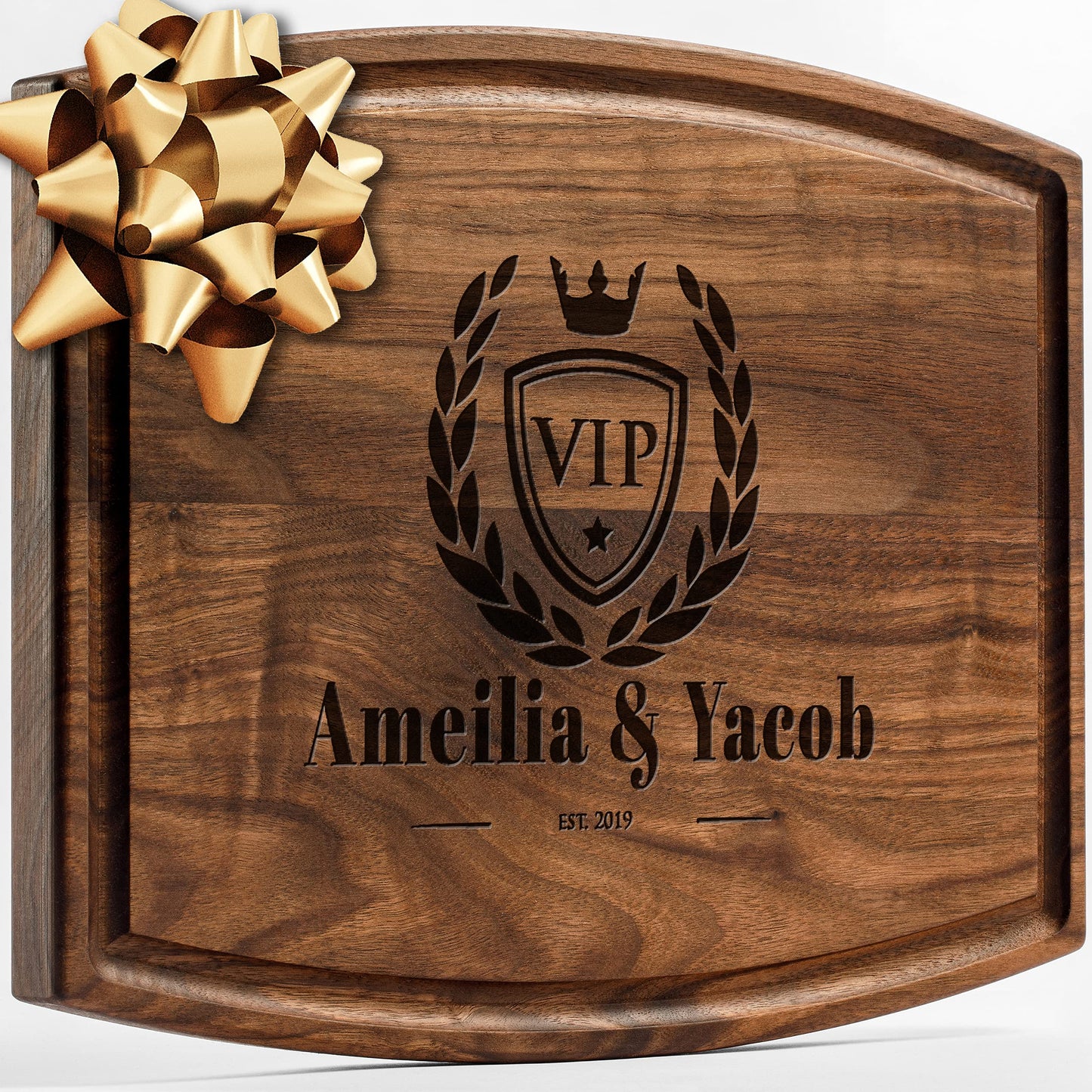 Personalisiertes Walnuss-Schneidebrett mit Untersetzern, Mineralöl und Geschenkverpackung erhältlich – Gestalten Sie Ihr eigenes Schneidebrett, hergestellt in den USA (Design 22, 3. Walnuss 17"x11")