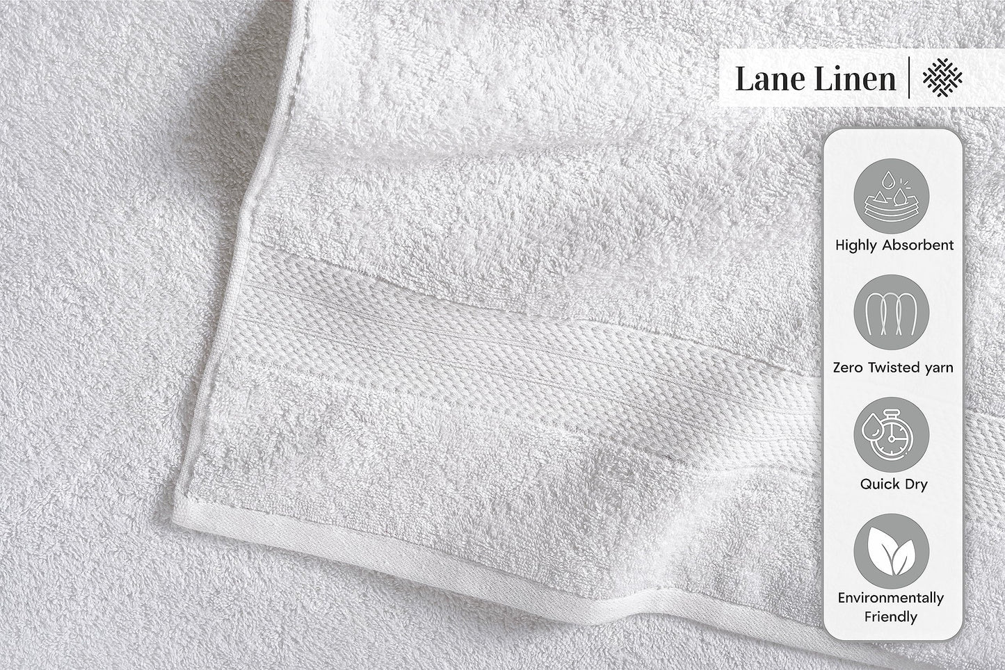 LANE LINEN 24-teiliges Badezimmerhandtuch-Set – 100 % Baumwolle, Badetuch-Sets, 4 Badetücher extragroß, 2 Badelaken, 6 Handtücher fürs Badezimmer, 8 Waschlappen, 4 Fingerkuppen-Handtücher – weiße Handtücher