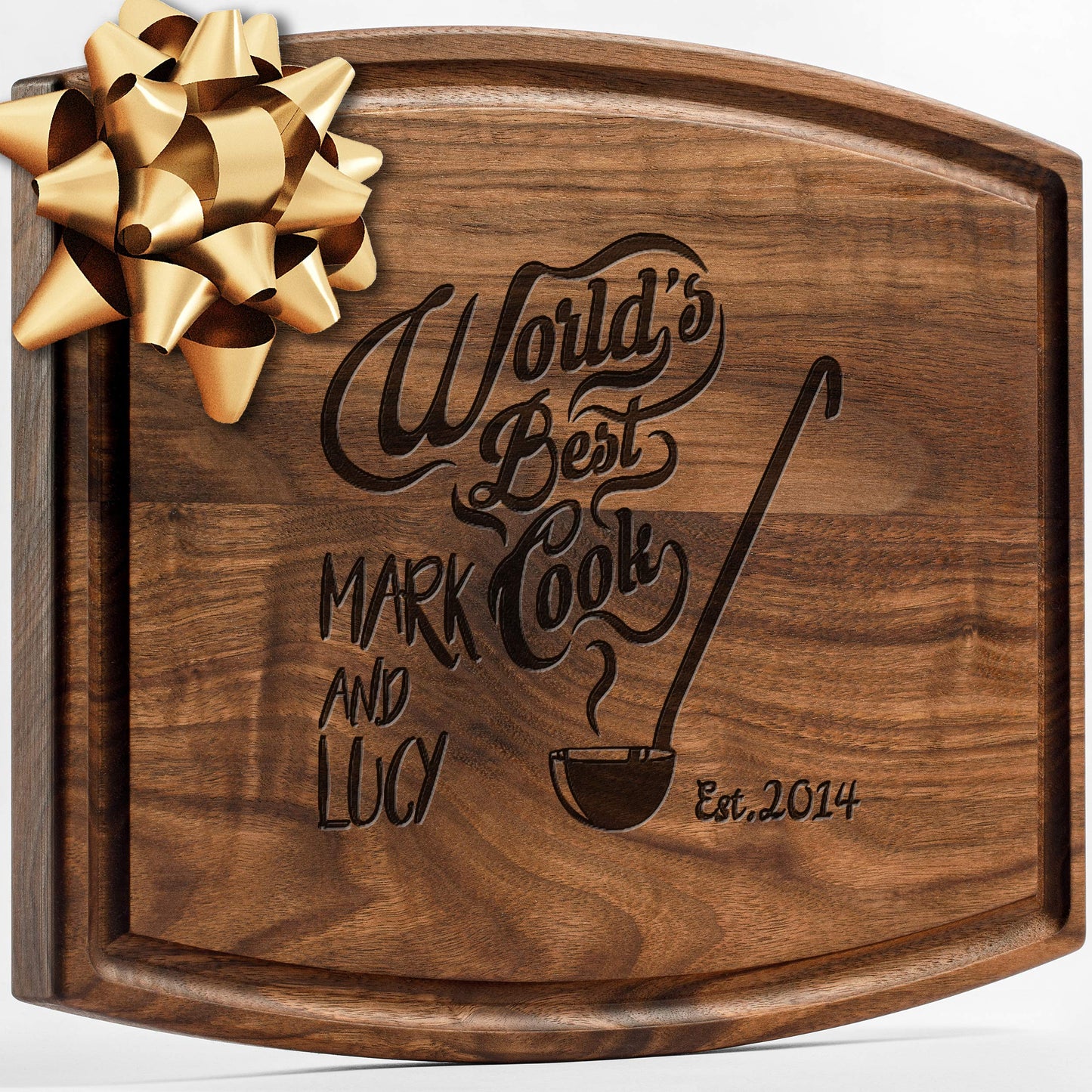 Personalisiertes Walnuss-Schneidebrett mit Untersetzern, Mineralöl und Geschenkverpackung erhältlich – Gestalten Sie Ihr eigenes Schneidebrett, hergestellt in den USA (Design 22, 3. Walnuss 17"x11")