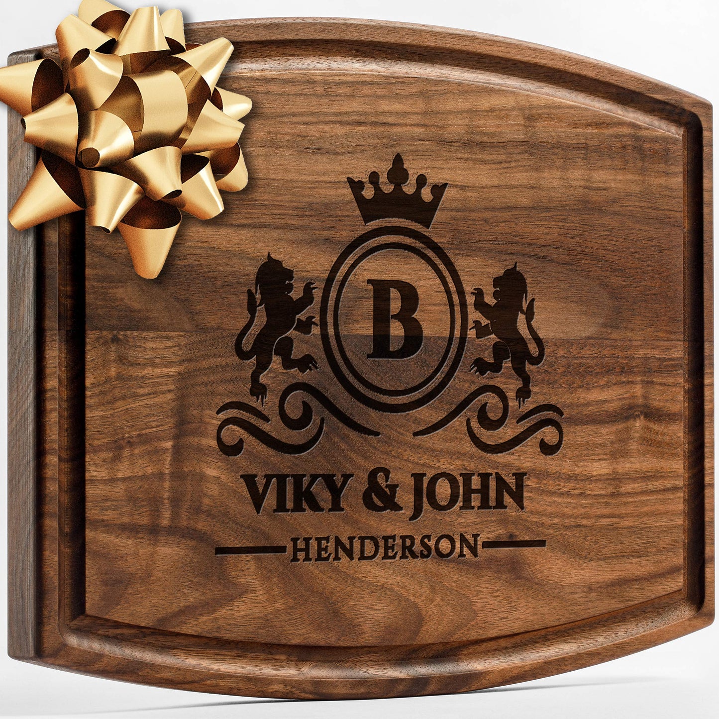 Personalisiertes Walnuss-Schneidebrett mit Untersetzern, Mineralöl und Geschenkverpackung erhältlich – Gestalten Sie Ihr eigenes Schneidebrett, hergestellt in den USA (Design 22, 3. Walnuss 17"x11")