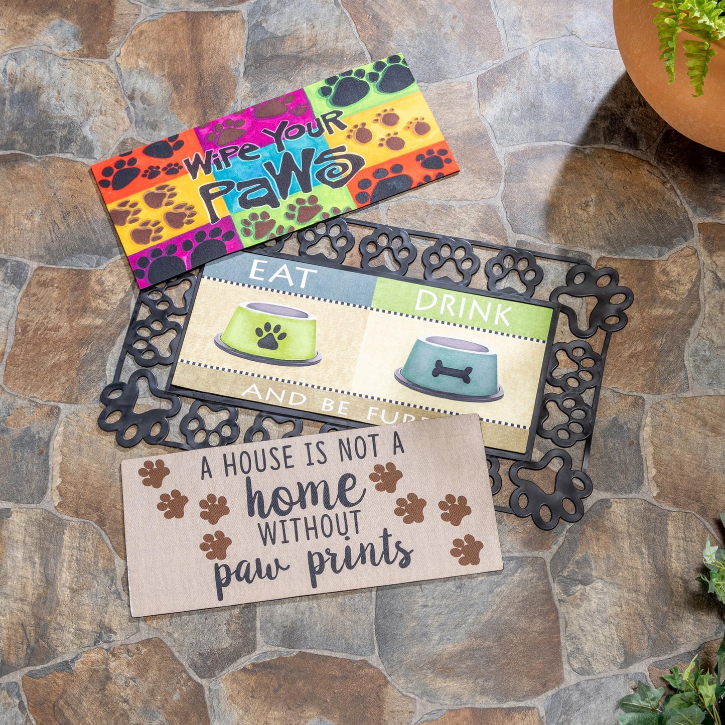 Evergreen Sassafras Bundle - Set mit 5 saisonalen austauschbaren Fußmatten für den Eingangsbereich | Für drinnen und draußen | 22 x 10 Zoll große Fußmatten und 28 x 16 Zoll großes Tablett | Rutschfeste Rückseite | Niedriges Profil | Heimdekor