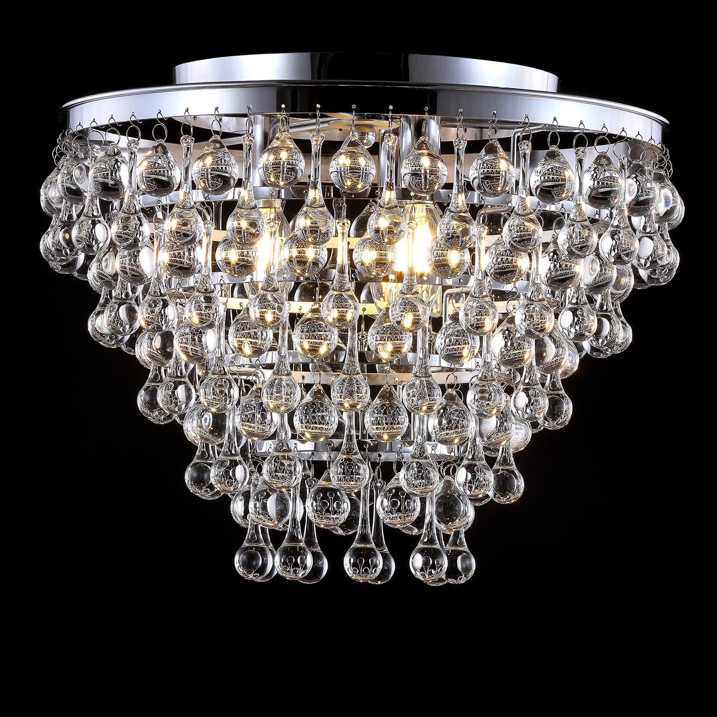 JONATHAN Y JYL9030B Toronto 16" Metall/Kristall LED Deckenleuchte, zeitgenössisch, modern, Übergangsstil, elegant, für Büro, Wohnzimmer, Familienzimmer, Esszimmer, Schlafzimmer, Flur, Foyer, Chrom