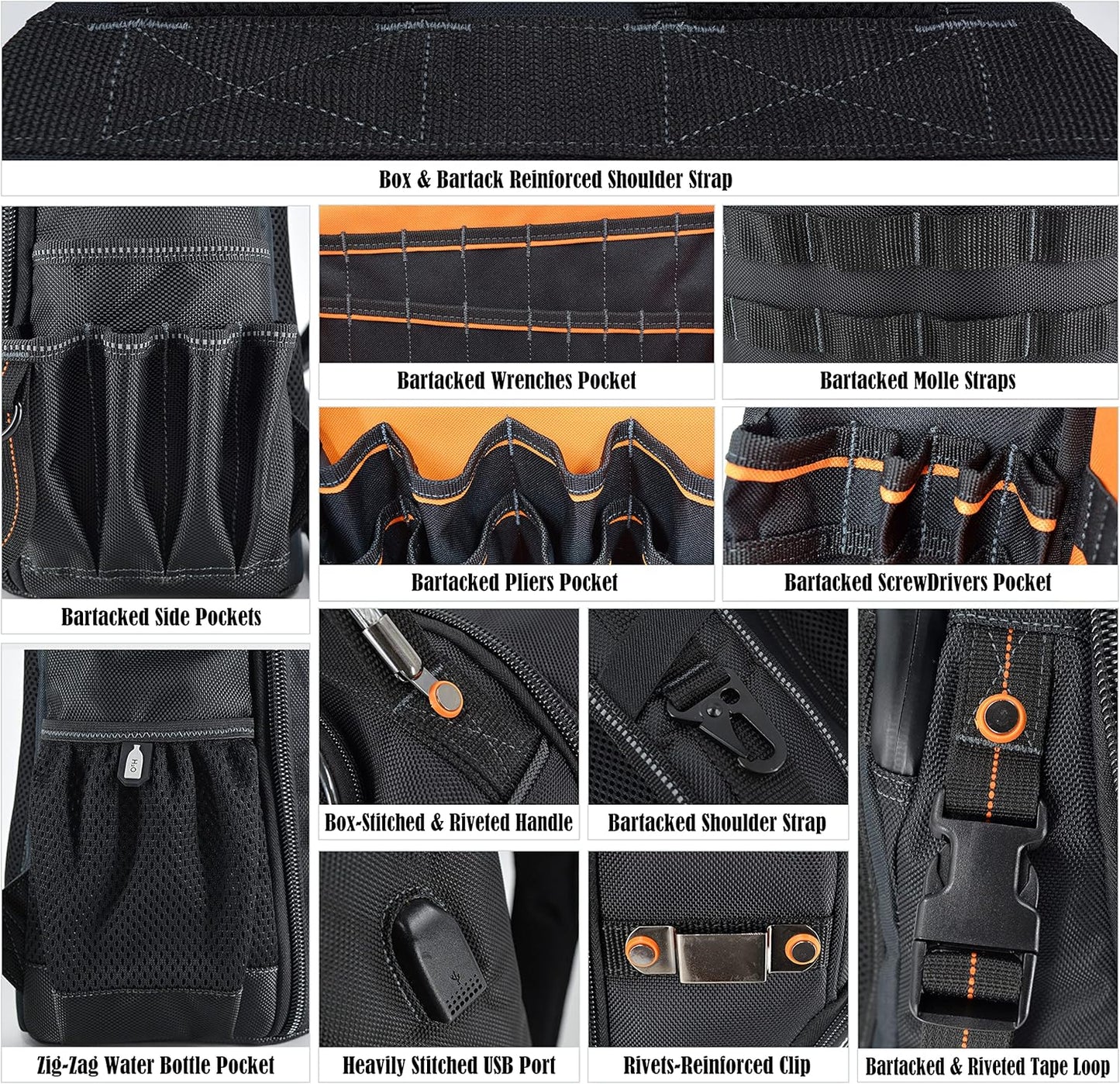 66-Pocket Heavy-Duty Tool Backpack.