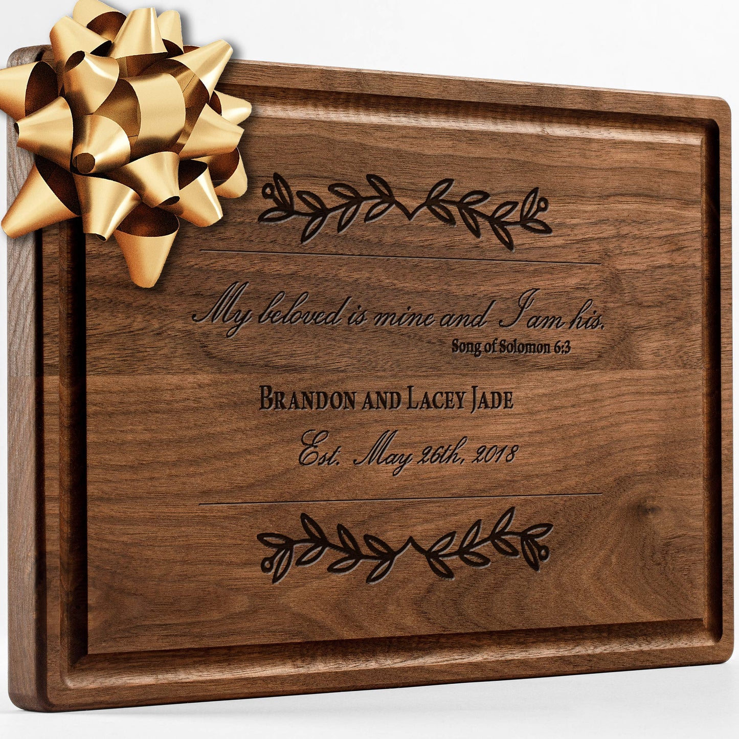Personalisiertes Walnuss-Schneidebrett mit Untersetzern, Mineralöl und Geschenkverpackung erhältlich – Gestalten Sie Ihr eigenes Schneidebrett, hergestellt in den USA (Design 22, 3. Walnuss 17"x11")