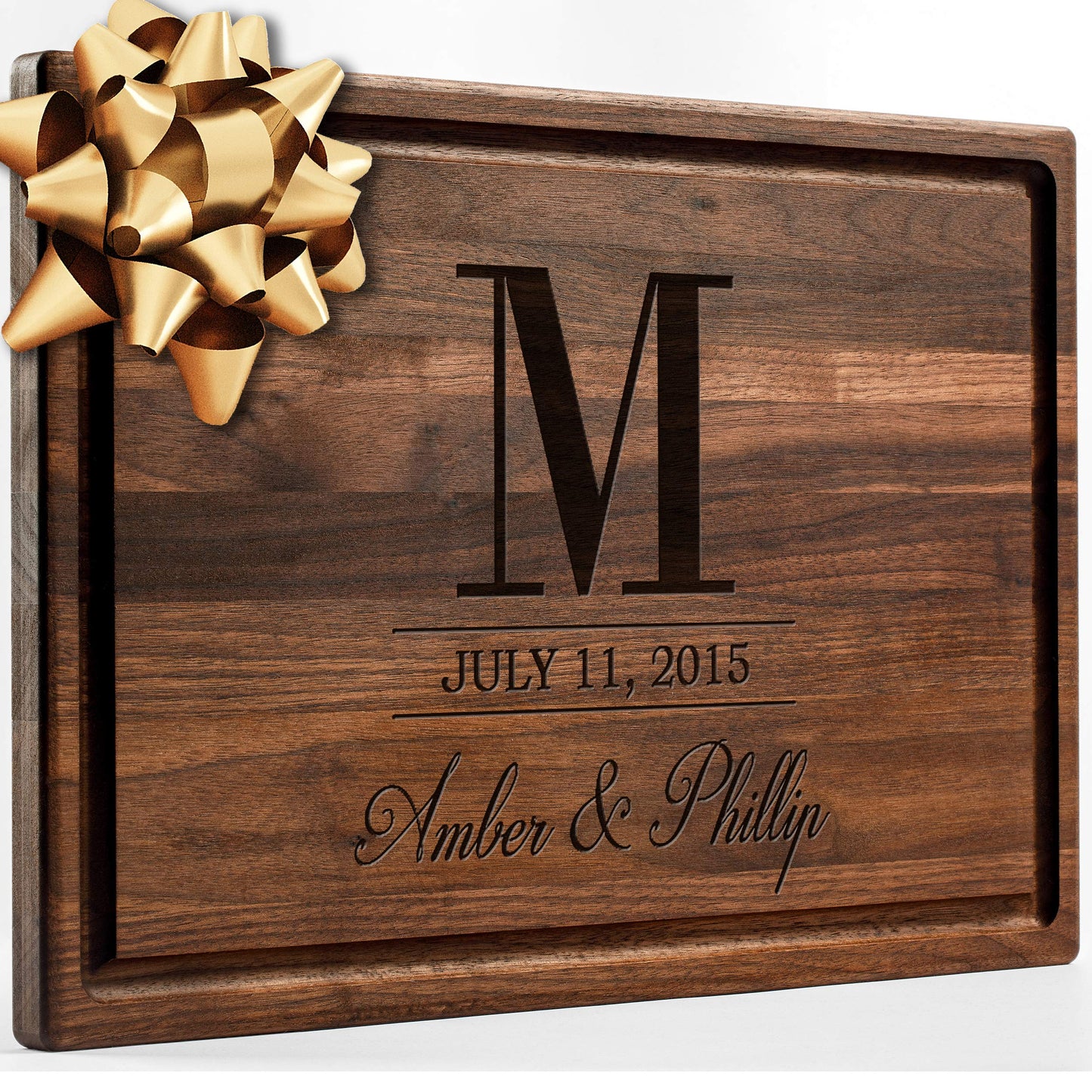 Personalisiertes Walnuss-Schneidebrett mit Untersetzern, Mineralöl und Geschenkverpackung erhältlich – Gestalten Sie Ihr eigenes Schneidebrett, hergestellt in den USA (Design 22, 3. Walnuss 17"x11")