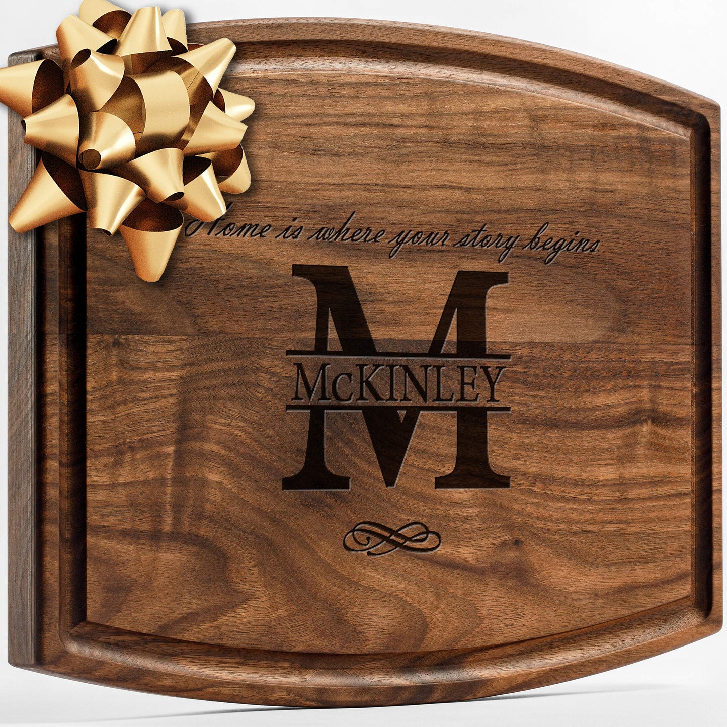 Personalisiertes Walnuss-Schneidebrett mit Untersetzern, Mineralöl und Geschenkverpackung erhältlich – Gestalten Sie Ihr eigenes Schneidebrett, hergestellt in den USA (Design 22, 3. Walnuss 17"x11")