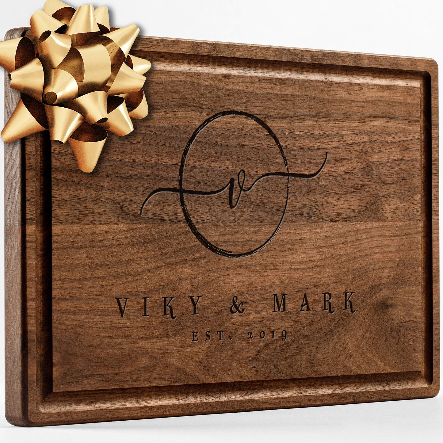 Personalisiertes Walnuss-Schneidebrett mit Untersetzern, Mineralöl und Geschenkverpackung erhältlich – Gestalten Sie Ihr eigenes Schneidebrett, hergestellt in den USA (Design 22, 3. Walnuss 17"x11")