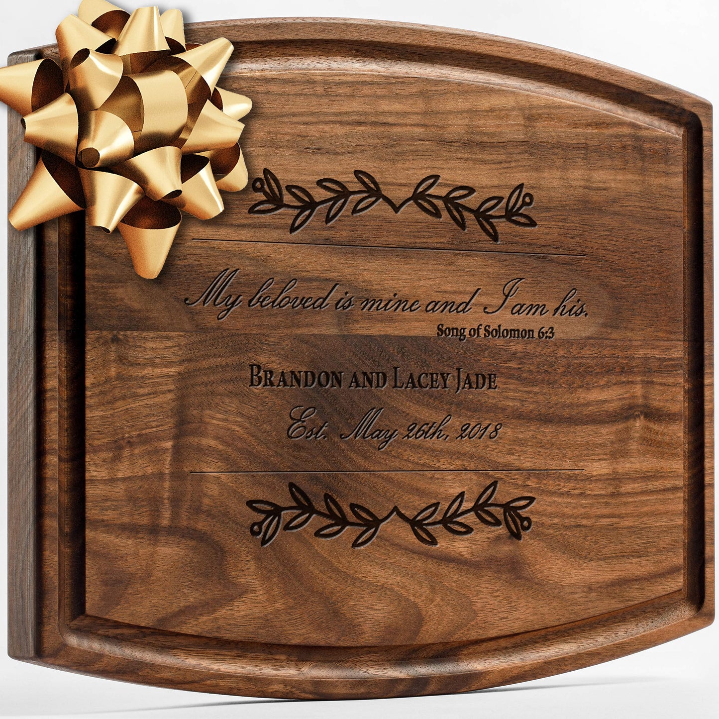 Personalisiertes Walnuss-Schneidebrett mit Untersetzern, Mineralöl und Geschenkverpackung erhältlich – Gestalten Sie Ihr eigenes Schneidebrett, hergestellt in den USA (Design 22, 3. Walnuss 17"x11")
