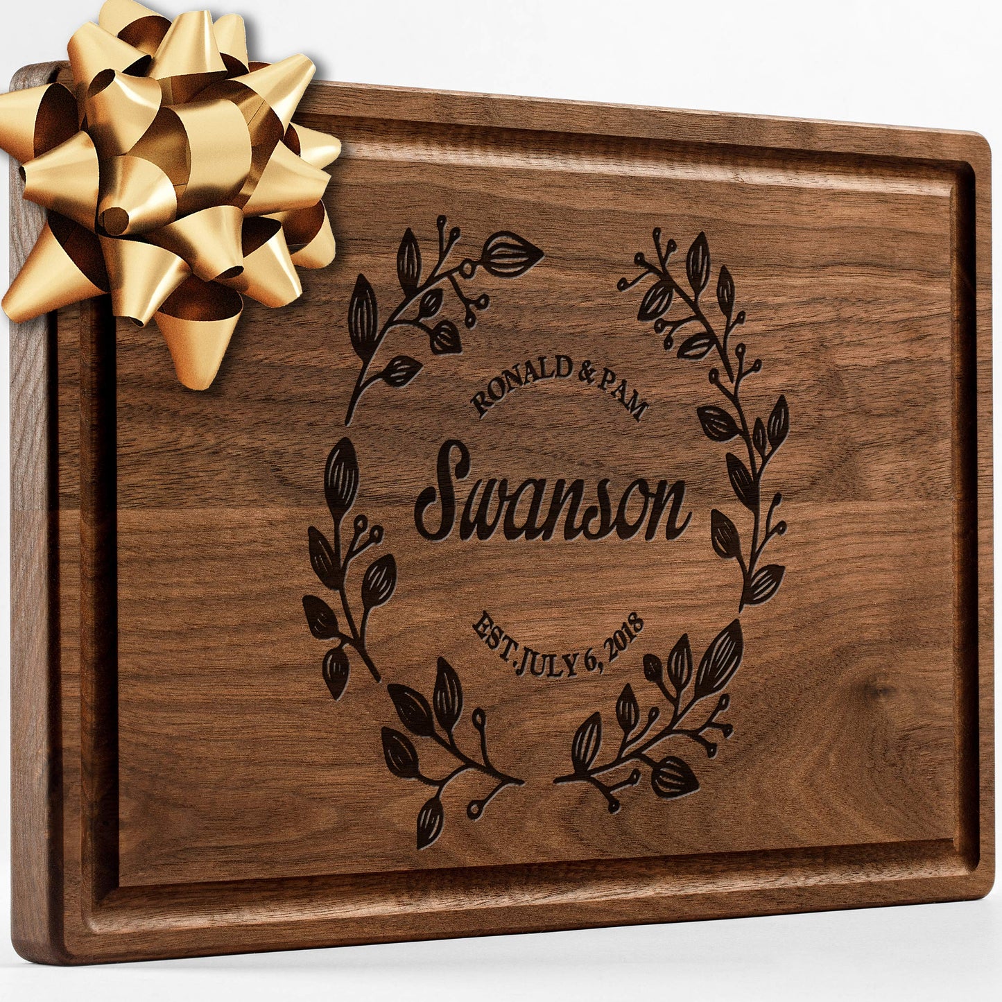 Personalisiertes Walnuss-Schneidebrett mit Untersetzern, Mineralöl und Geschenkverpackung erhältlich – Gestalten Sie Ihr eigenes Schneidebrett, hergestellt in den USA (Design 22, 3. Walnuss 17"x11")