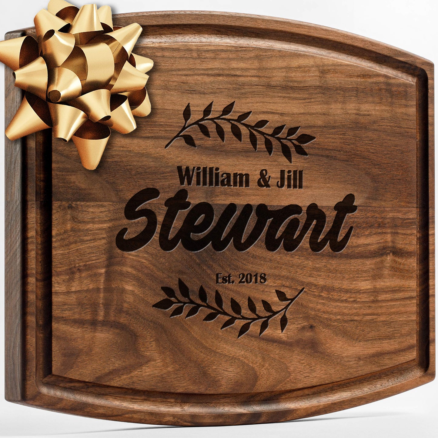 Personalisiertes Walnuss-Schneidebrett mit Untersetzern, Mineralöl und Geschenkverpackung erhältlich – Gestalten Sie Ihr eigenes Schneidebrett, hergestellt in den USA (Design 22, 3. Walnuss 17"x11")