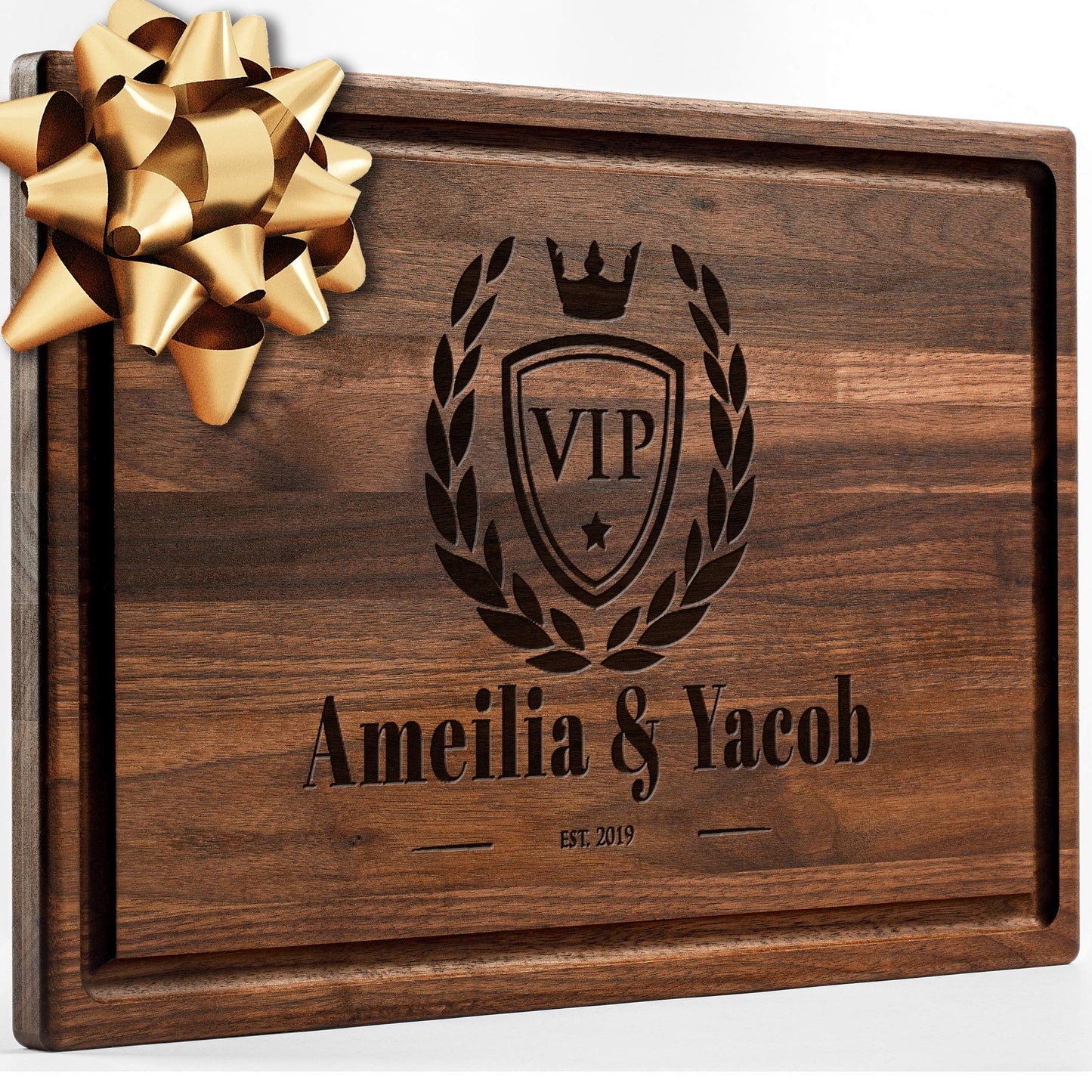 Personalisiertes Walnuss-Schneidebrett mit Untersetzern, Mineralöl und Geschenkverpackung erhältlich – Gestalten Sie Ihr eigenes Schneidebrett, hergestellt in den USA (Design 22, 3. Walnuss 17"x11")