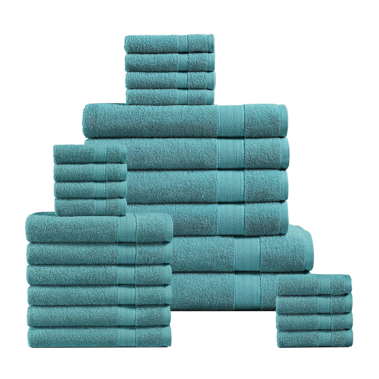 LANE LINEN 24-teiliges Badezimmerhandtuch-Set – 100 % Baumwolle, Badetuch-Sets, 4 Badetücher extragroß, 2 Badelaken, 6 Handtücher fürs Badezimmer, 8 Waschlappen, 4 Fingerkuppen-Handtücher – weiße Handtücher
