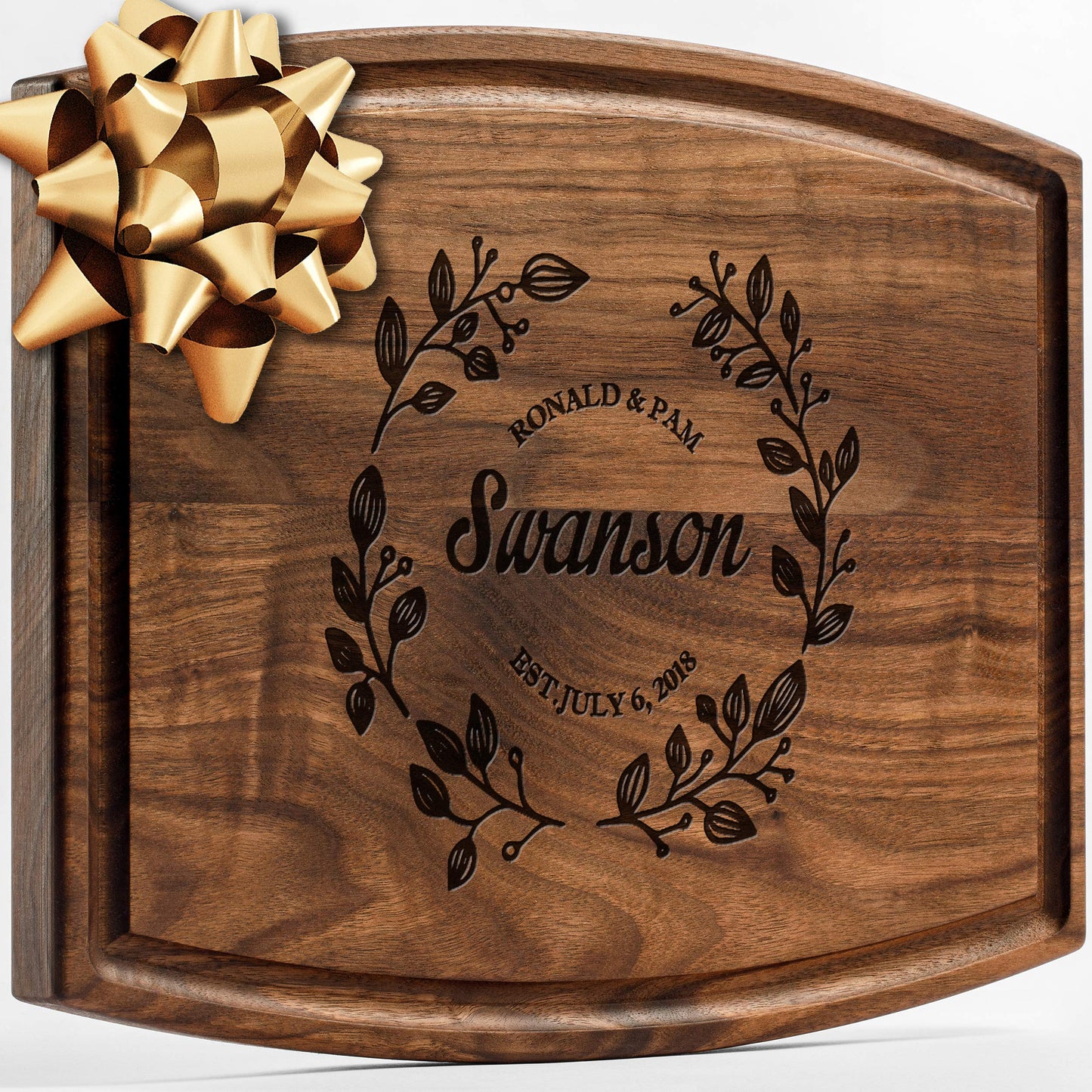 Personalisiertes Walnuss-Schneidebrett mit Untersetzern, Mineralöl und Geschenkverpackung erhältlich – Gestalten Sie Ihr eigenes Schneidebrett, hergestellt in den USA (Design 22, 3. Walnuss 17"x11")