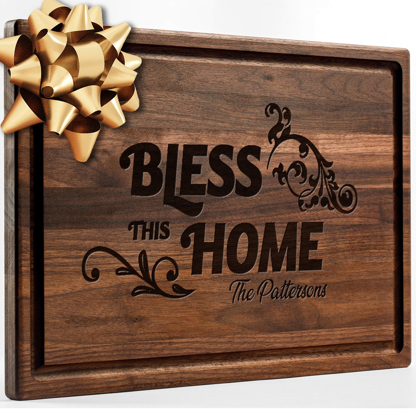 Personalisiertes Walnuss-Schneidebrett mit Untersetzern, Mineralöl und Geschenkverpackung erhältlich – Gestalten Sie Ihr eigenes Schneidebrett, hergestellt in den USA (Design 22, 3. Walnuss 17"x11")