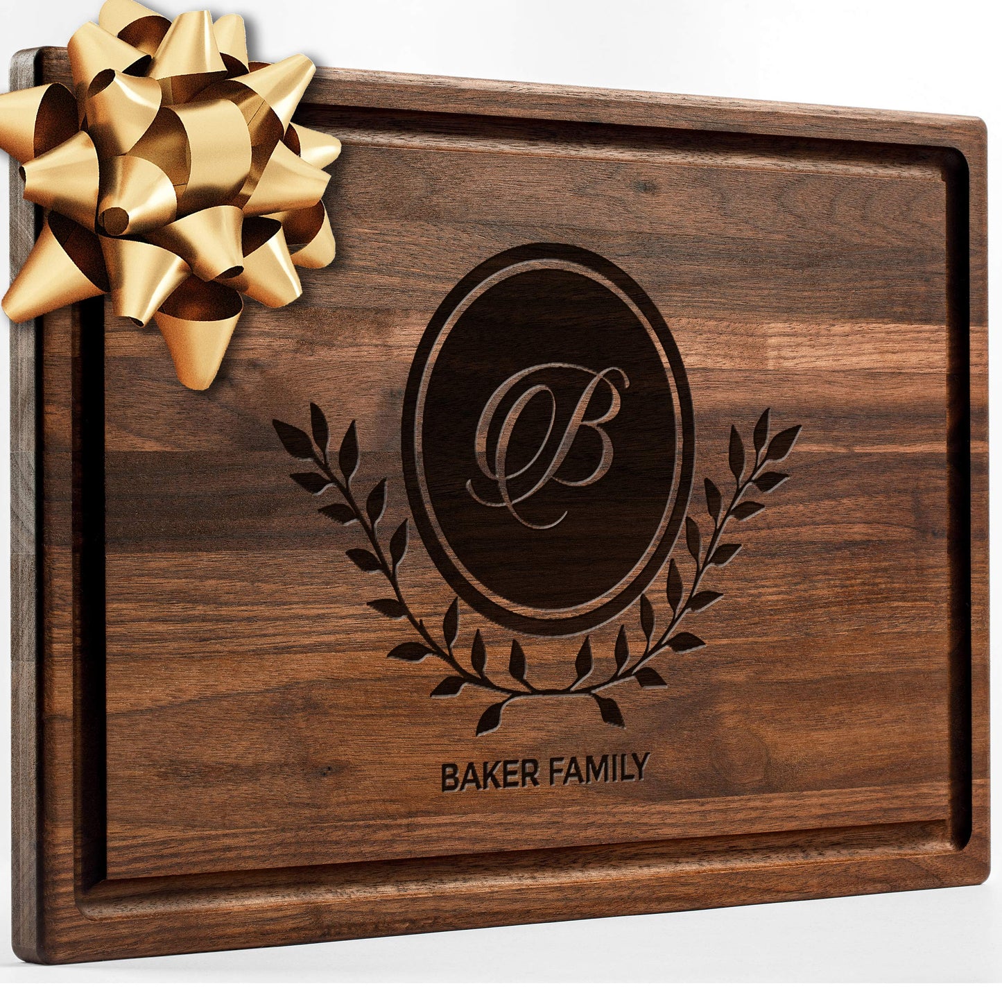 Personalisiertes Walnuss-Schneidebrett mit Untersetzern, Mineralöl und Geschenkverpackung erhältlich – Gestalten Sie Ihr eigenes Schneidebrett, hergestellt in den USA (Design 22, 3. Walnuss 17"x11")