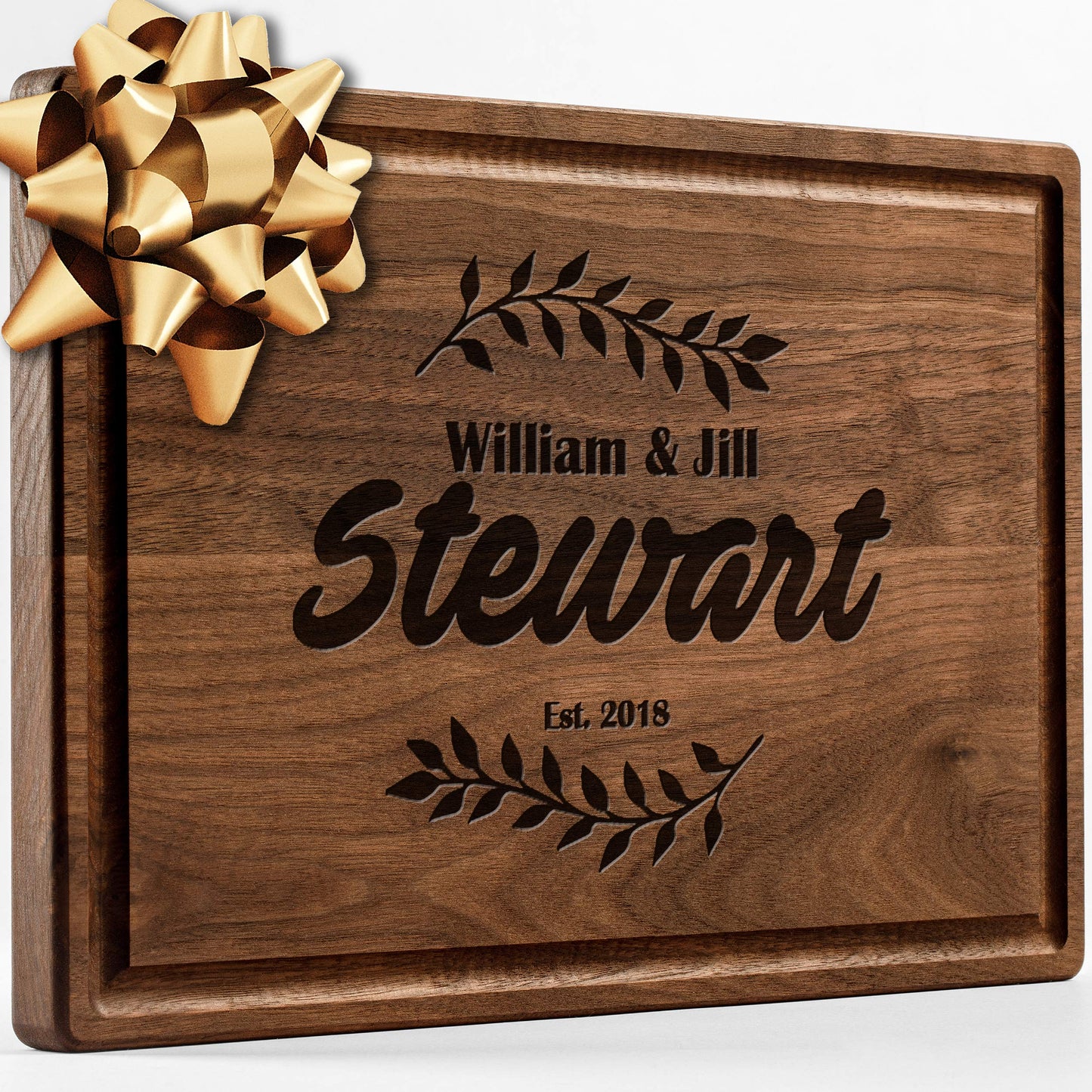 Personalisiertes Walnuss-Schneidebrett mit Untersetzern, Mineralöl und Geschenkverpackung erhältlich – Gestalten Sie Ihr eigenes Schneidebrett, hergestellt in den USA (Design 22, 3. Walnuss 17"x11")