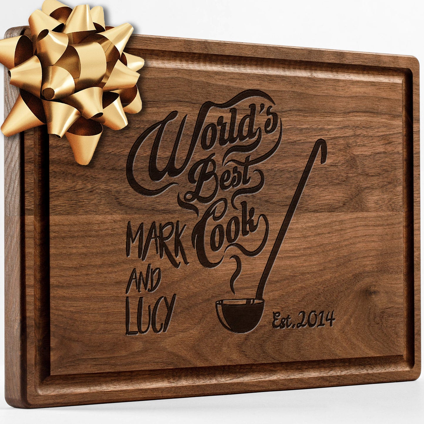 Personalisiertes Walnuss-Schneidebrett mit Untersetzern, Mineralöl und Geschenkverpackung erhältlich – Gestalten Sie Ihr eigenes Schneidebrett, hergestellt in den USA (Design 22, 3. Walnuss 17"x11")