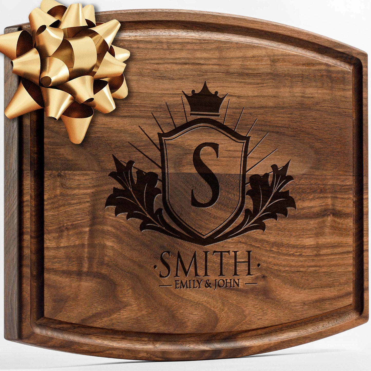 Personalisiertes Walnuss-Schneidebrett mit Untersetzern, Mineralöl und Geschenkverpackung erhältlich – Gestalten Sie Ihr eigenes Schneidebrett, hergestellt in den USA (Design 22, 3. Walnuss 17"x11")