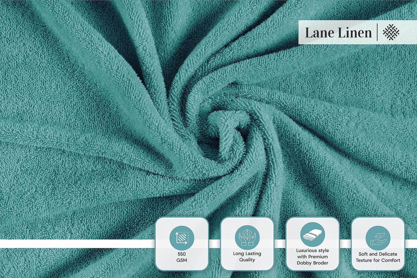LANE LINEN 24-teiliges Badezimmerhandtuch-Set – 100 % Baumwolle, Badetuch-Sets, 4 Badetücher extragroß, 2 Badelaken, 6 Handtücher fürs Badezimmer, 8 Waschlappen, 4 Fingerkuppen-Handtücher – weiße Handtücher