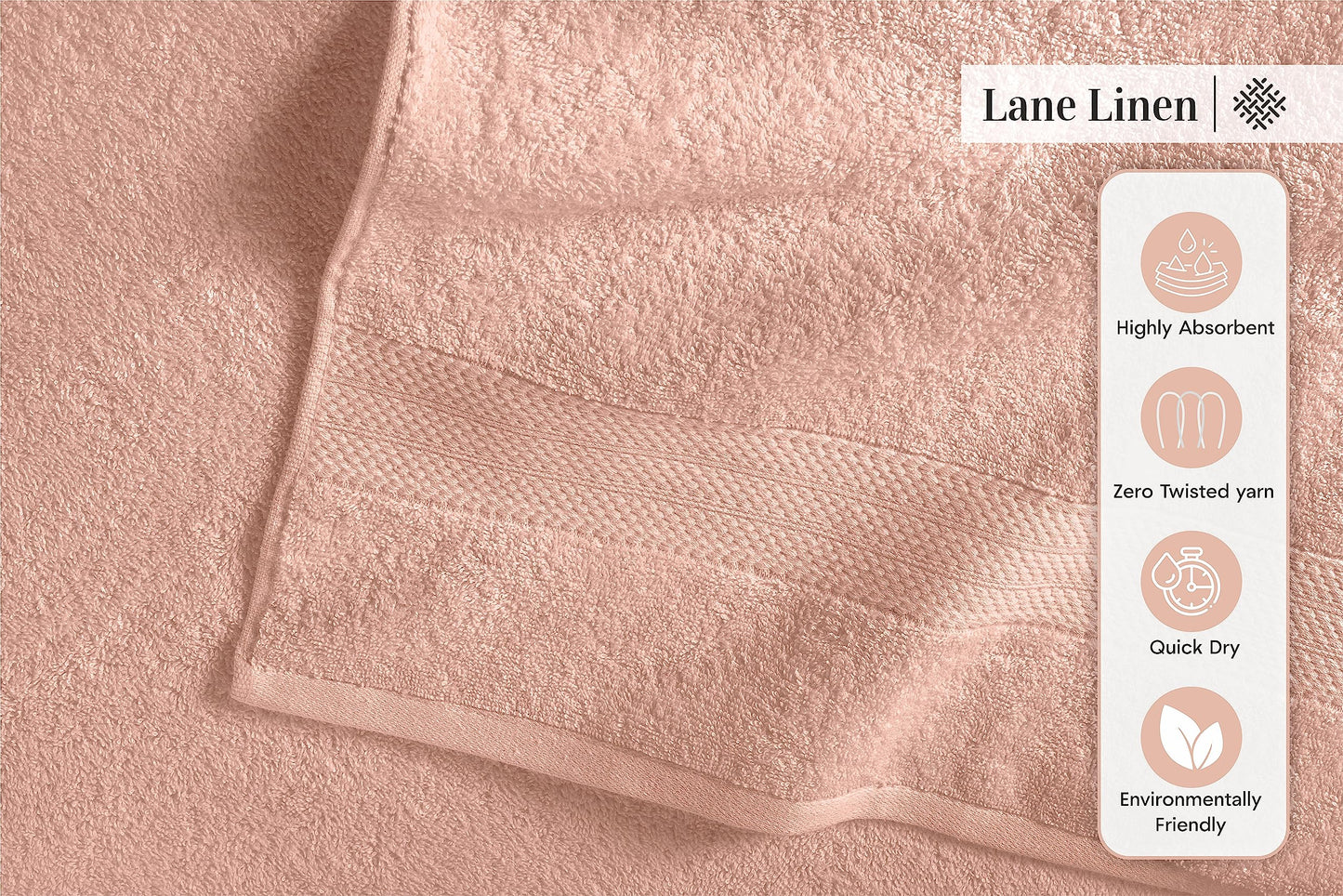 LANE LINEN 24-teiliges Badezimmerhandtuch-Set – 100 % Baumwolle, Badetuch-Sets, 4 Badetücher extragroß, 2 Badelaken, 6 Handtücher fürs Badezimmer, 8 Waschlappen, 4 Fingerkuppen-Handtücher – weiße Handtücher