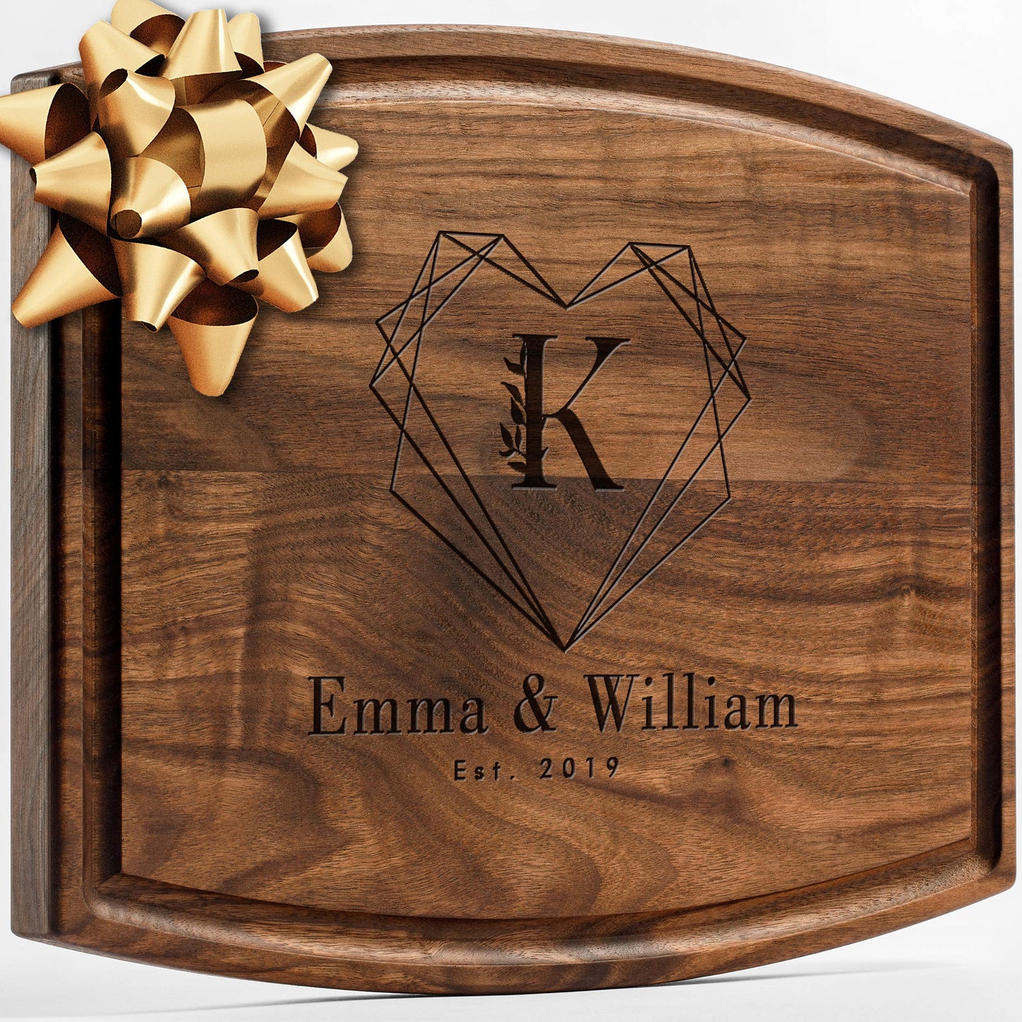Personalisiertes Walnuss-Schneidebrett mit Untersetzern, Mineralöl und Geschenkverpackung erhältlich – Gestalten Sie Ihr eigenes Schneidebrett, hergestellt in den USA (Design 22, 3. Walnuss 17"x11")