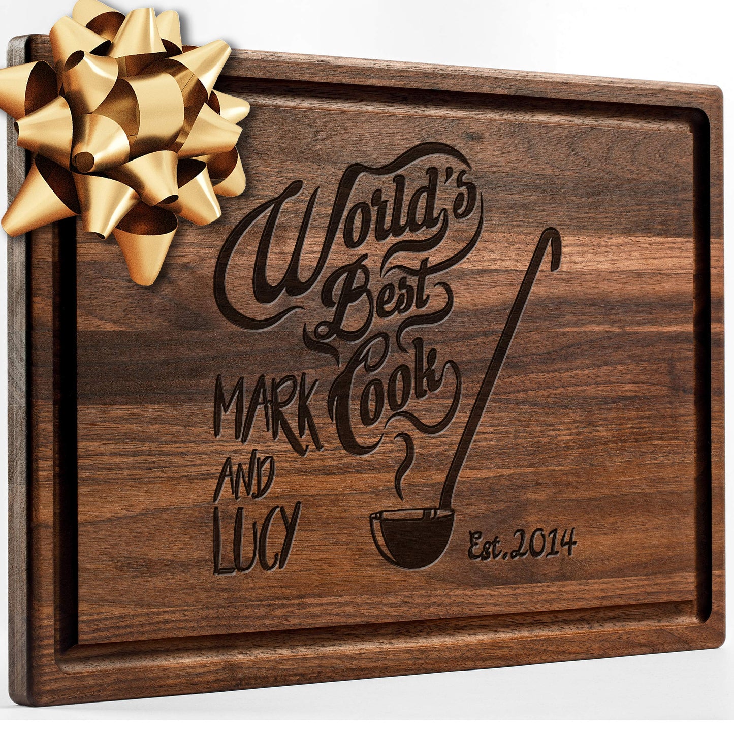 Personalisiertes Walnuss-Schneidebrett mit Untersetzern, Mineralöl und Geschenkverpackung erhältlich – Gestalten Sie Ihr eigenes Schneidebrett, hergestellt in den USA (Design 22, 3. Walnuss 17"x11")