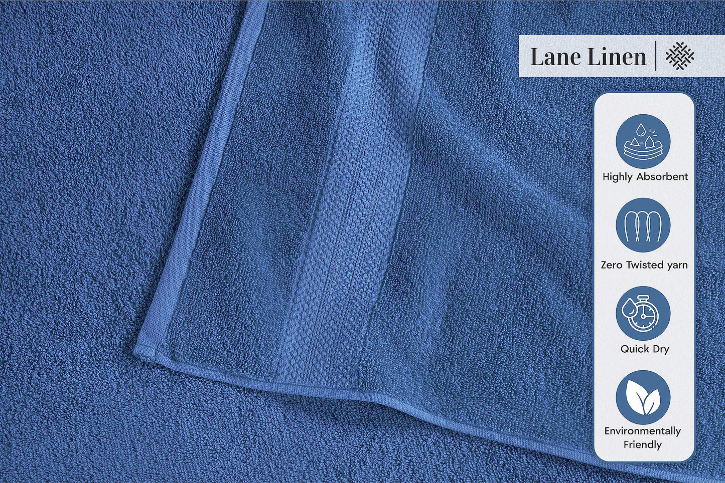 LANE LINEN 24-teiliges Badezimmerhandtuch-Set – 100 % Baumwolle, Badetuch-Sets, 4 Badetücher extragroß, 2 Badelaken, 6 Handtücher fürs Badezimmer, 8 Waschlappen, 4 Fingerkuppen-Handtücher – weiße Handtücher
