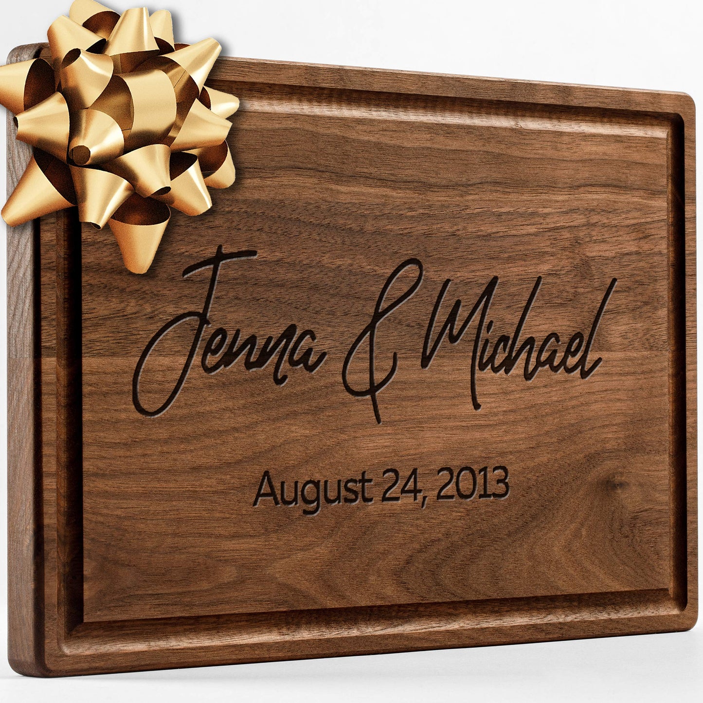 Personalisiertes Walnuss-Schneidebrett mit Untersetzern, Mineralöl und Geschenkverpackung erhältlich – Gestalten Sie Ihr eigenes Schneidebrett, hergestellt in den USA (Design 22, 3. Walnuss 17"x11")
