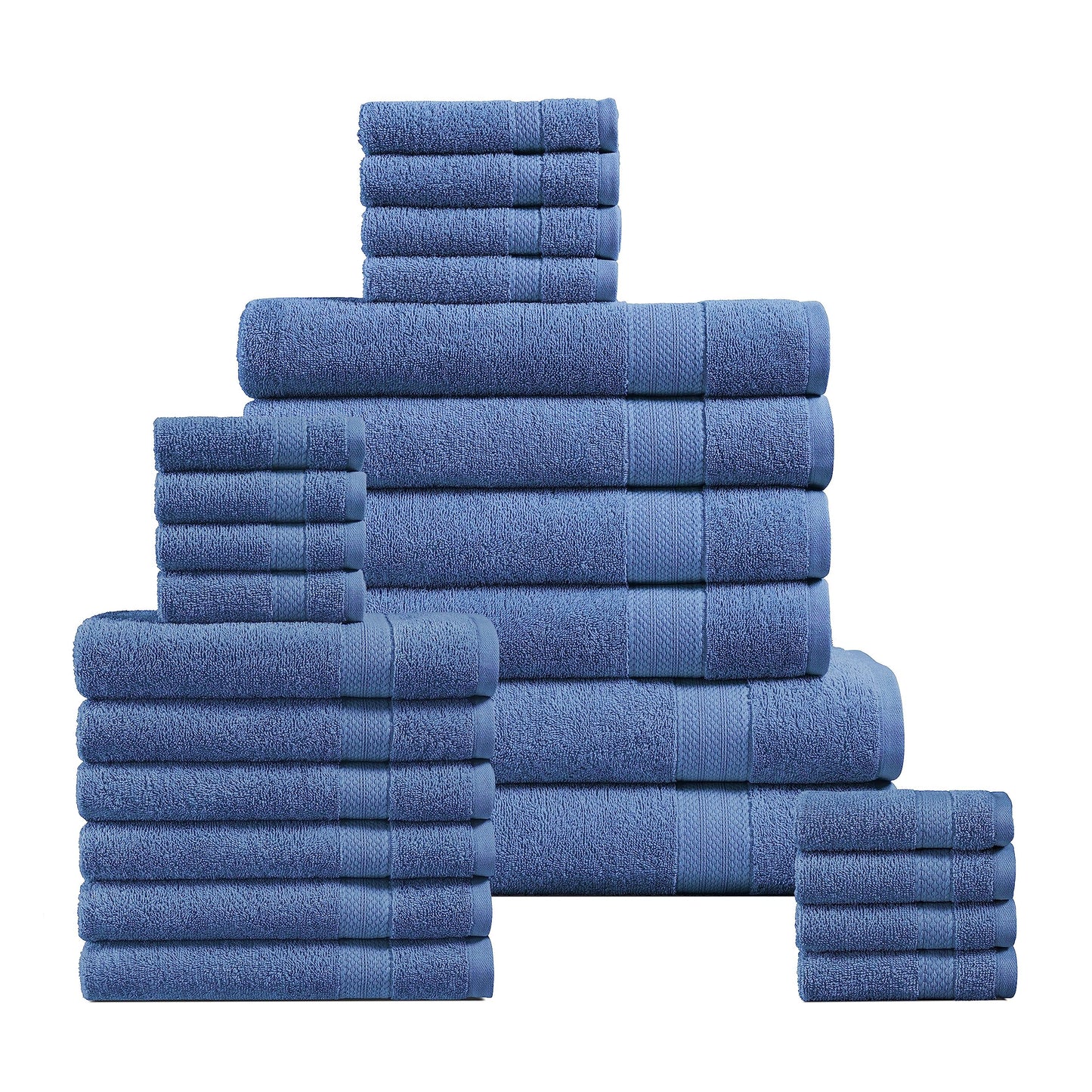 LANE LINEN 24-teiliges Badezimmerhandtuch-Set – 100 % Baumwolle, Badetuch-Sets, 4 Badetücher extragroß, 2 Badelaken, 6 Handtücher fürs Badezimmer, 8 Waschlappen, 4 Fingerkuppen-Handtücher – weiße Handtücher