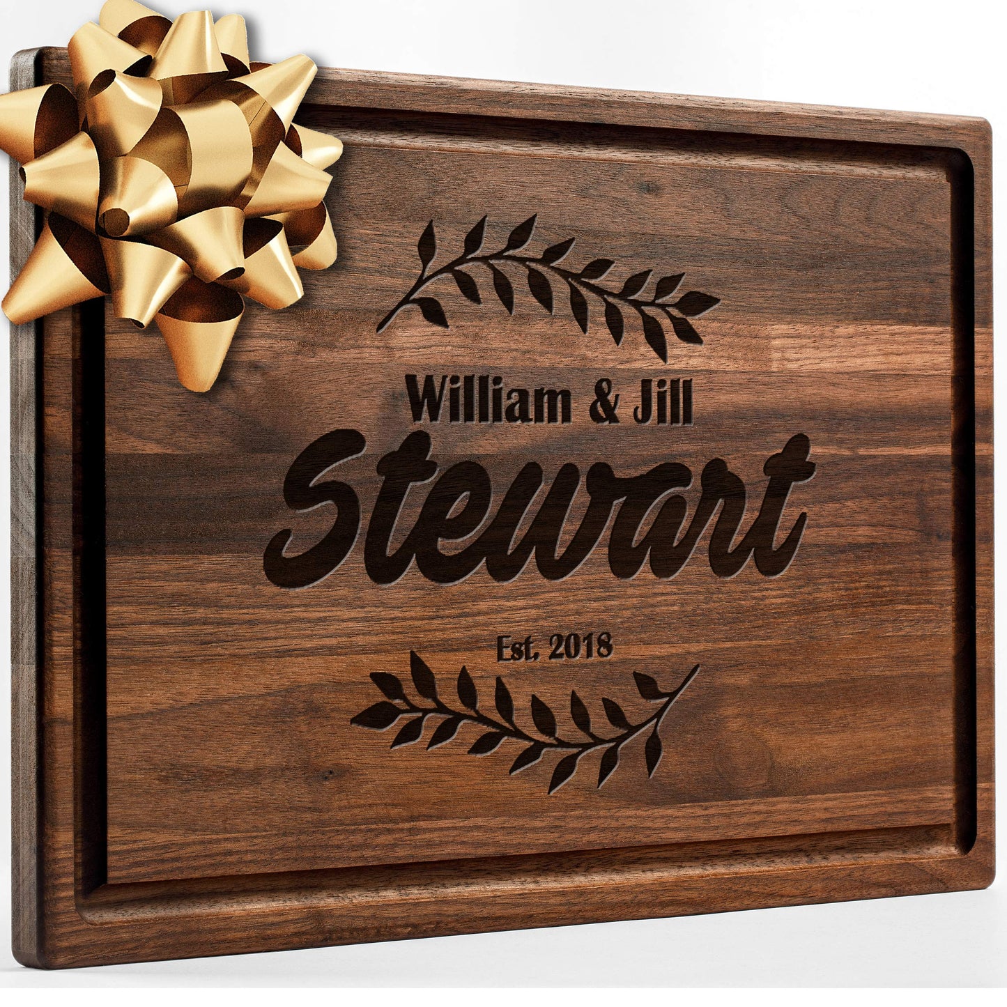 Personalisiertes Walnuss-Schneidebrett mit Untersetzern, Mineralöl und Geschenkverpackung erhältlich – Gestalten Sie Ihr eigenes Schneidebrett, hergestellt in den USA (Design 22, 3. Walnuss 17"x11")