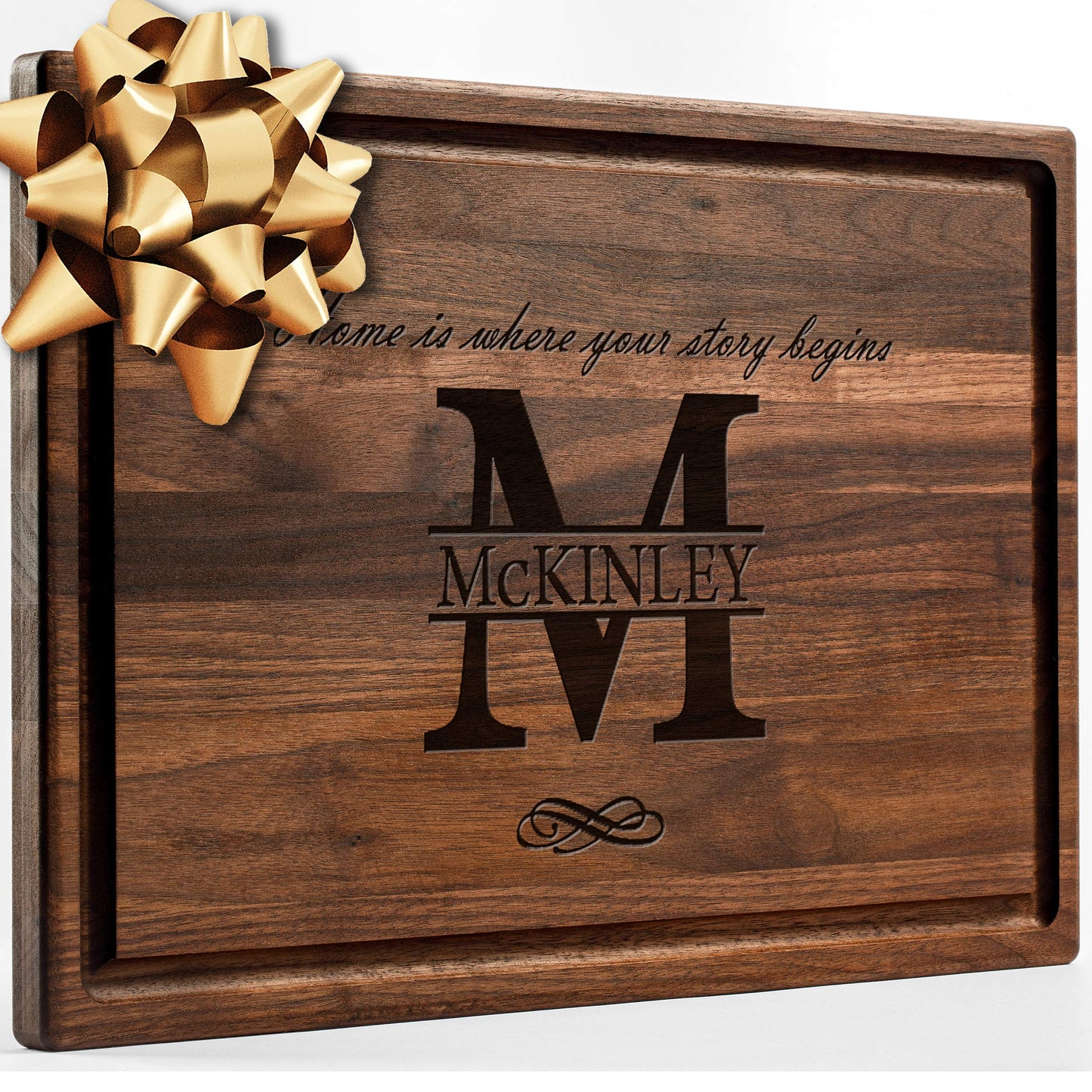 Personalisiertes Walnuss-Schneidebrett mit Untersetzern, Mineralöl und Geschenkverpackung erhältlich – Gestalten Sie Ihr eigenes Schneidebrett, hergestellt in den USA (Design 22, 3. Walnuss 17"x11")