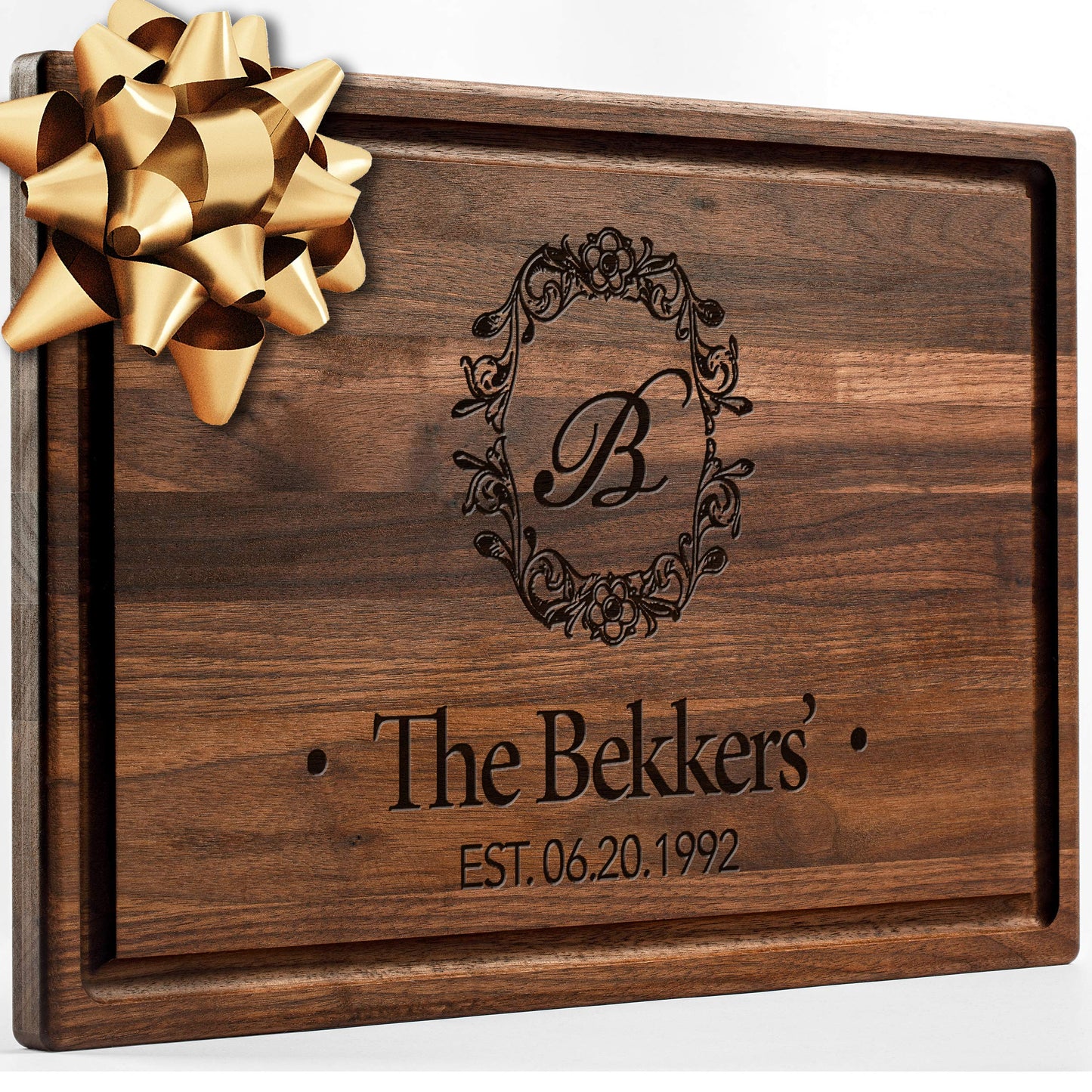 Personalisiertes Walnuss-Schneidebrett mit Untersetzern, Mineralöl und Geschenkverpackung erhältlich – Gestalten Sie Ihr eigenes Schneidebrett, hergestellt in den USA (Design 22, 3. Walnuss 17"x11")
