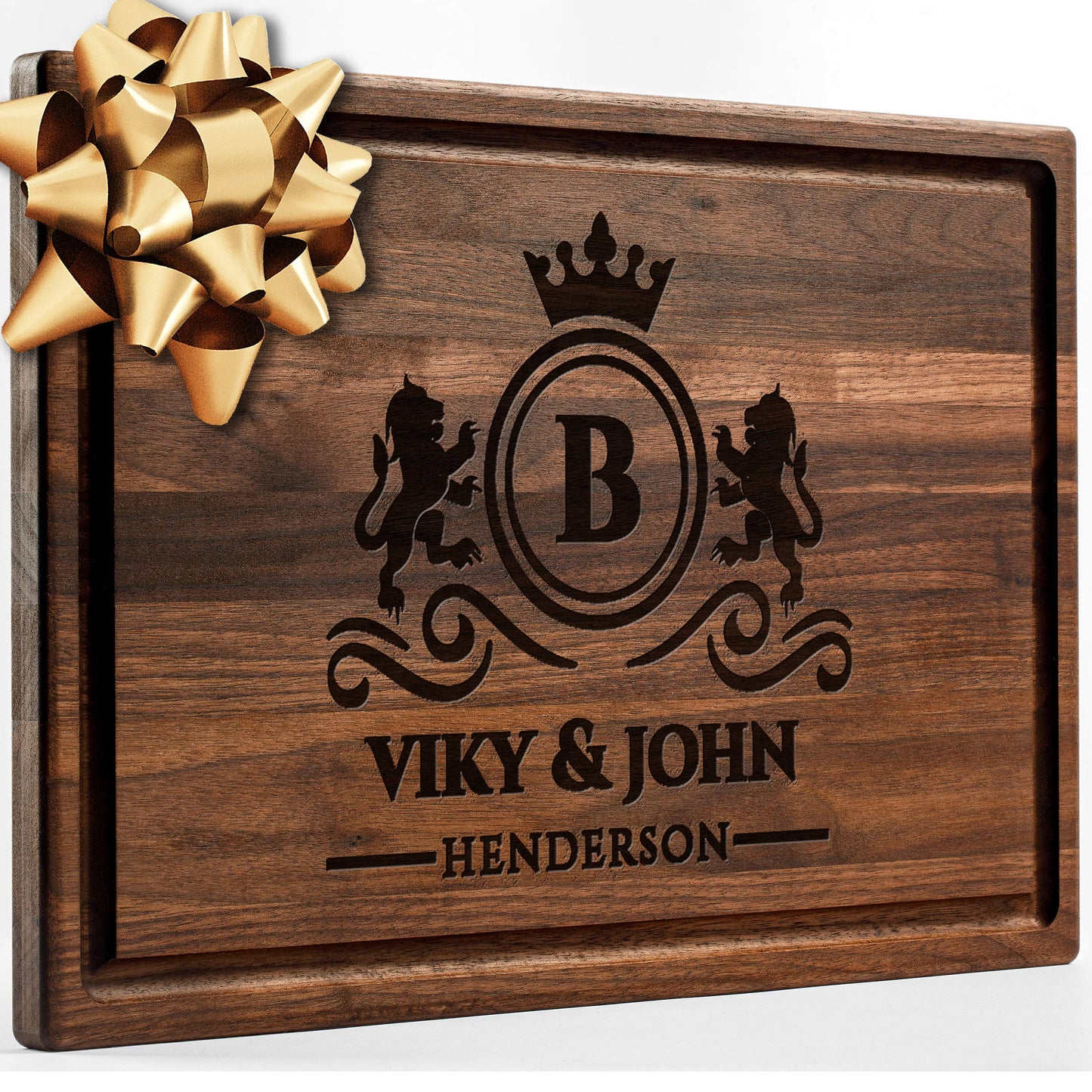 Personalisiertes Walnuss-Schneidebrett mit Untersetzern, Mineralöl und Geschenkverpackung erhältlich – Gestalten Sie Ihr eigenes Schneidebrett, hergestellt in den USA (Design 22, 3. Walnuss 17"x11")