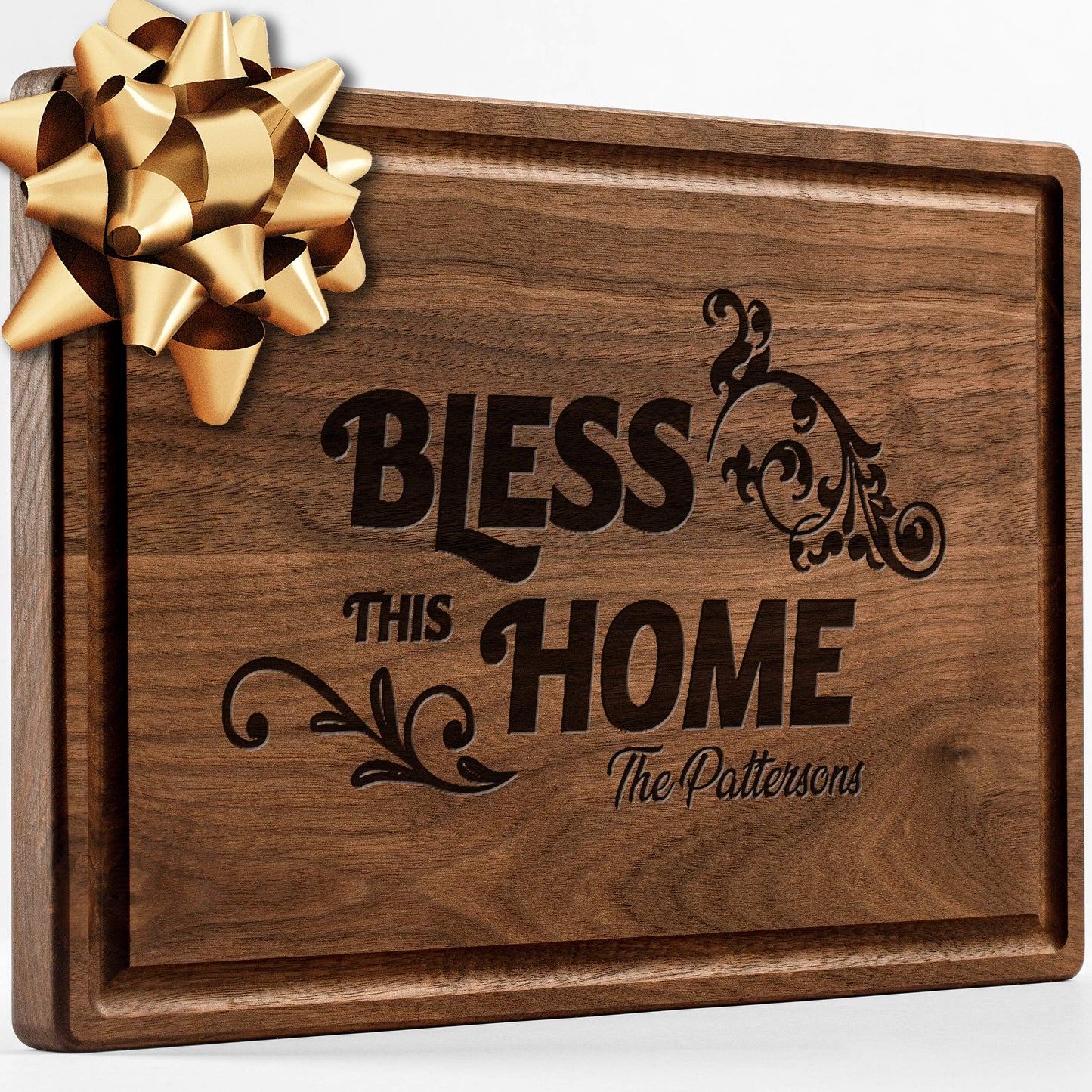 Personalisiertes Walnuss-Schneidebrett mit Untersetzern, Mineralöl und Geschenkverpackung erhältlich – Gestalten Sie Ihr eigenes Schneidebrett, hergestellt in den USA (Design 22, 3. Walnuss 17"x11")